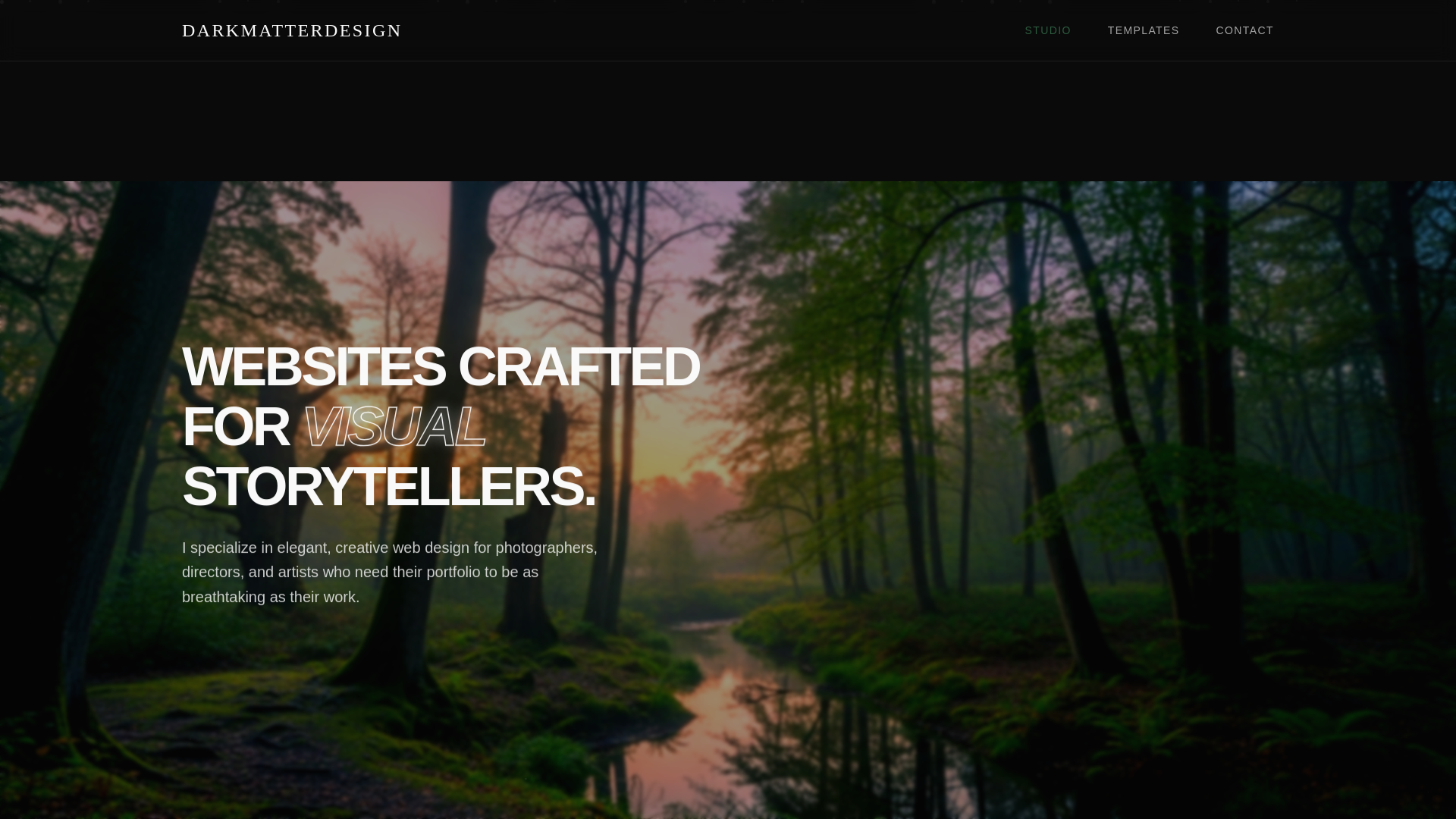 website screenshot of https://darkmatterdesign.studio/