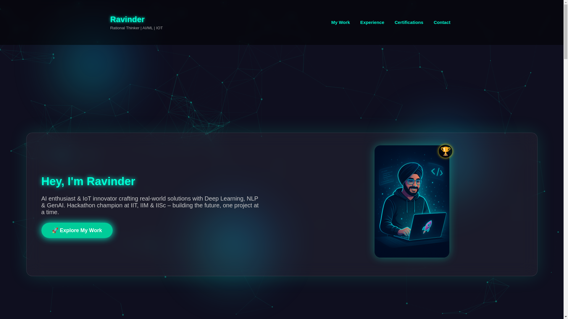 website screenshot of https://ravindercjs.me/