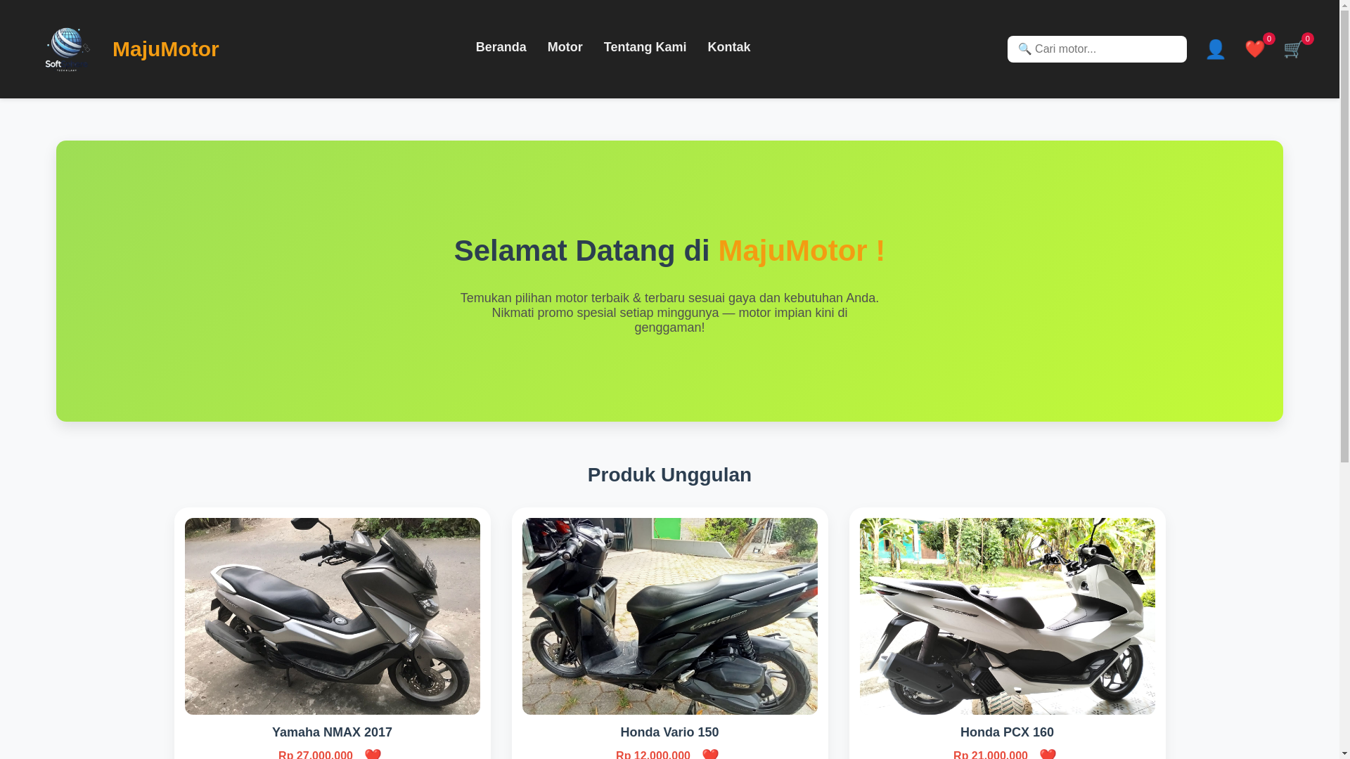 website screenshot of https://majumotorshowroom.web.id/