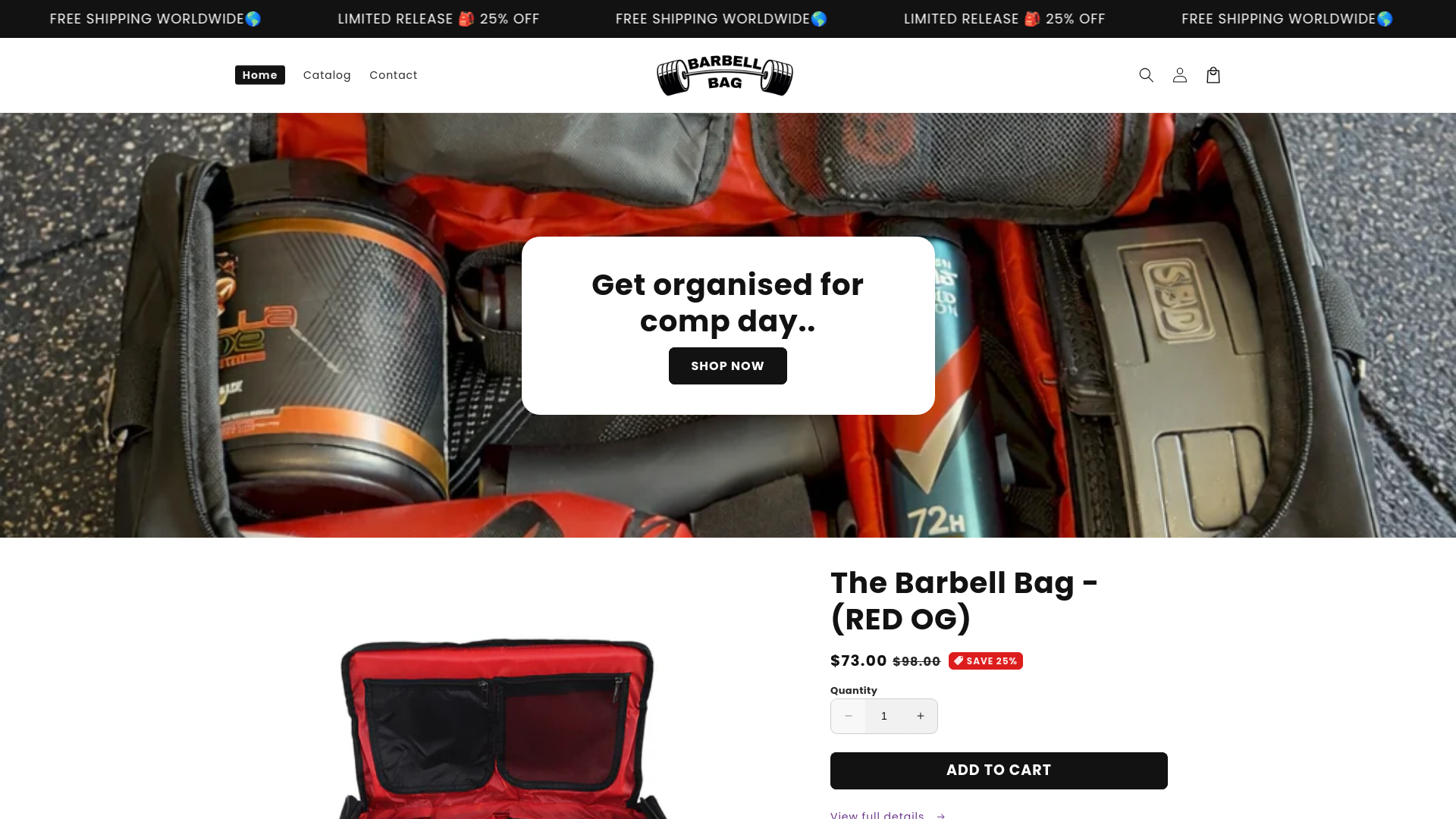 website screenshot of https://thebarbellbag.com/