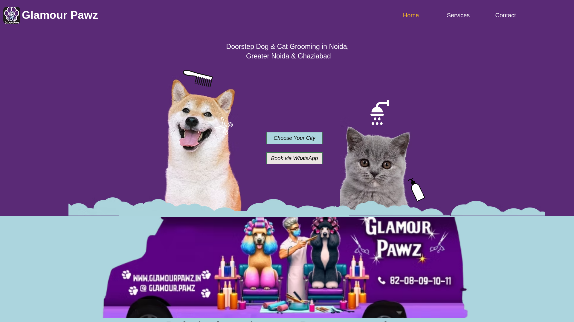 website screenshot of https://glamourpaws.in/