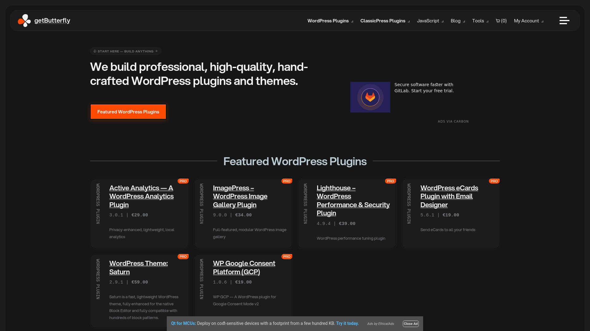 website screenshot of https://getbutterfly.com/