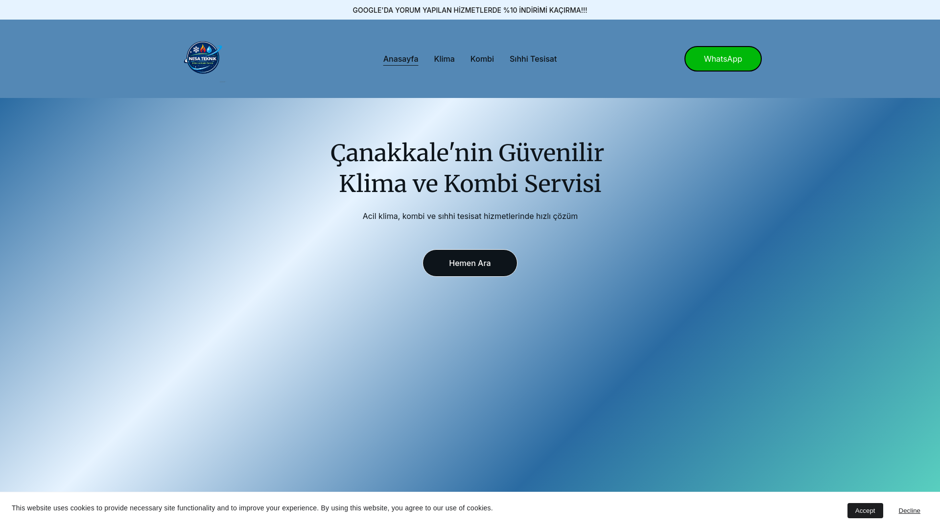 website screenshot of https://nesatekniklimakombi.com/
