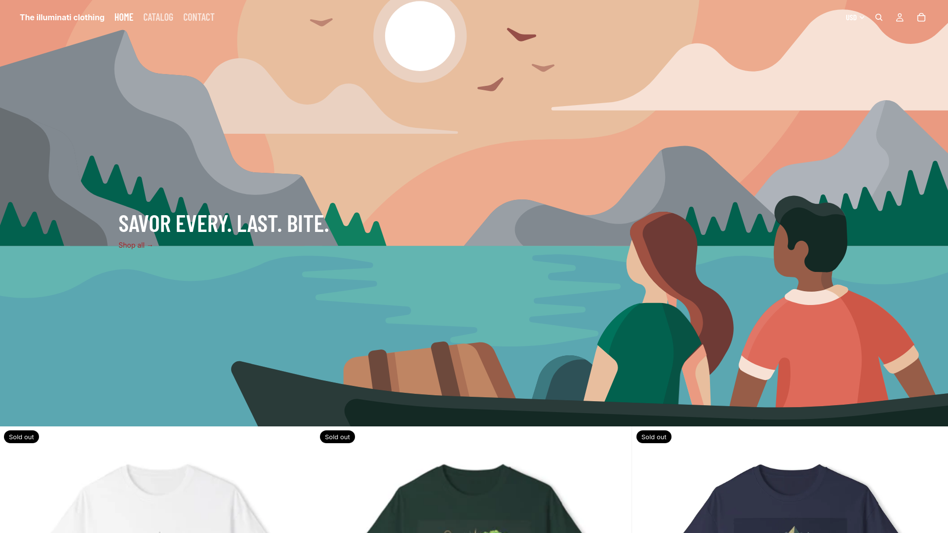 website screenshot of https://theilluminaticlothing.com/