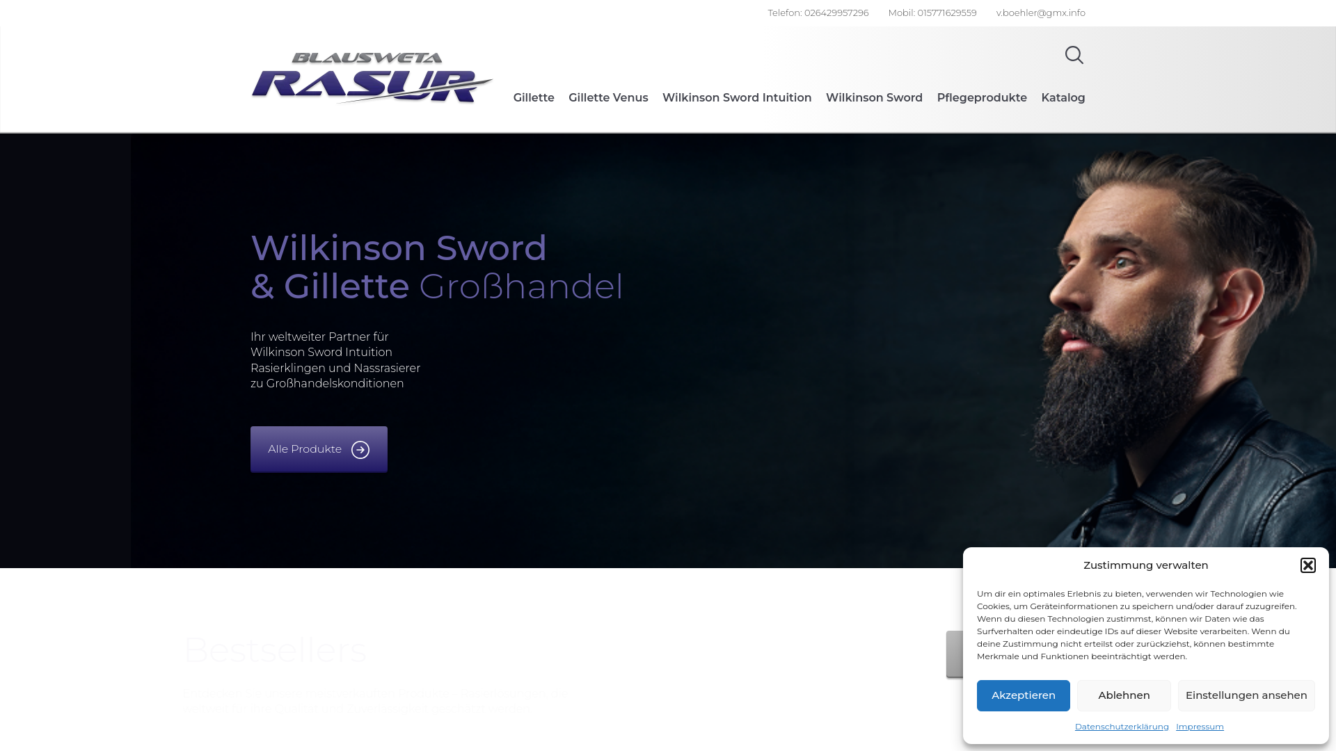 website screenshot of https://blausweta-rasur.de/