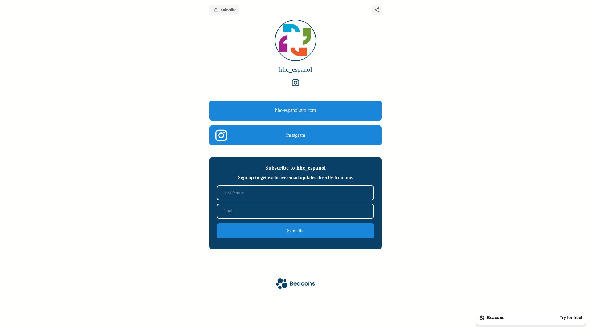 website screenshot of https://hhc-espanol.com/
