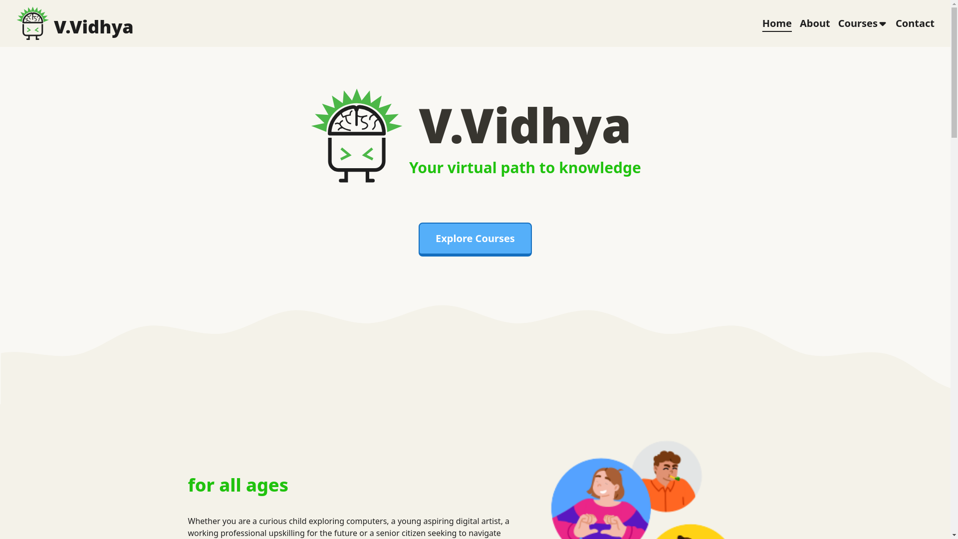 website screenshot of https://vvidhya-main-website.pages.dev/
