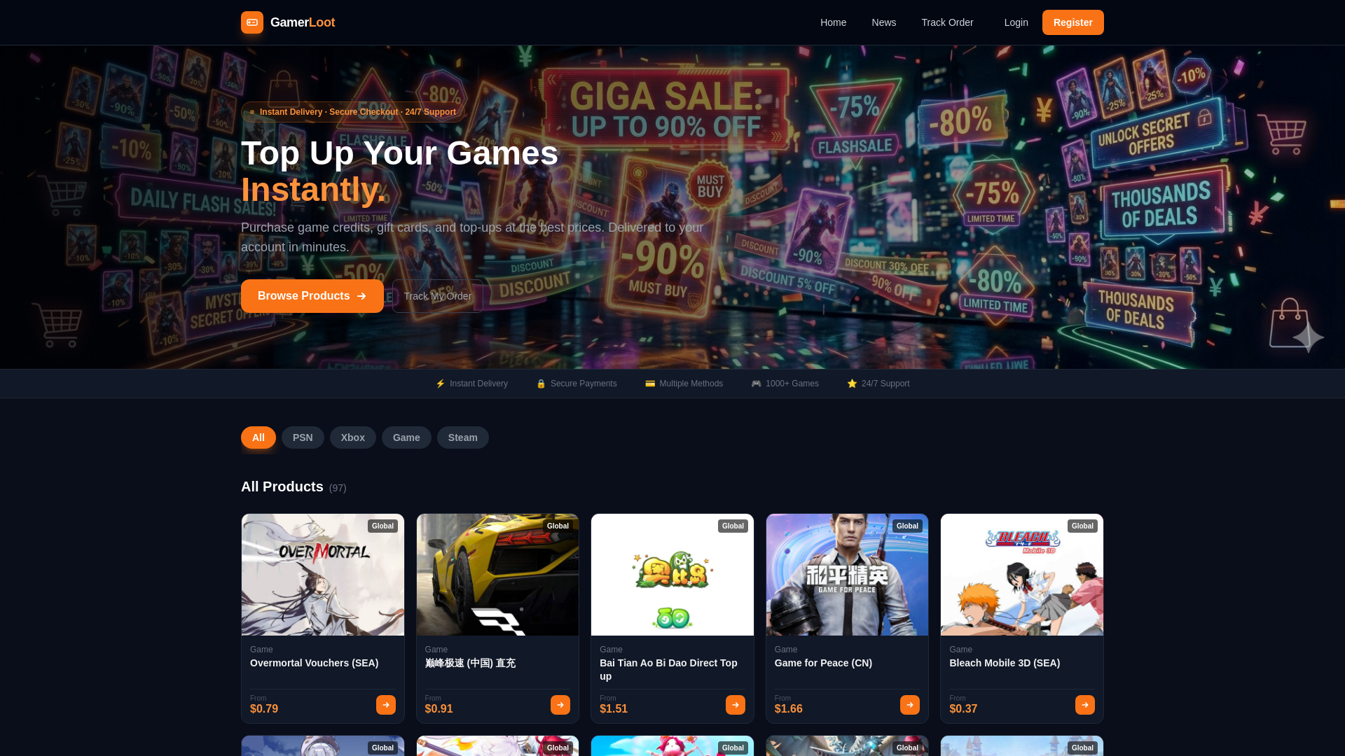 website screenshot of https://vtmarket.shop