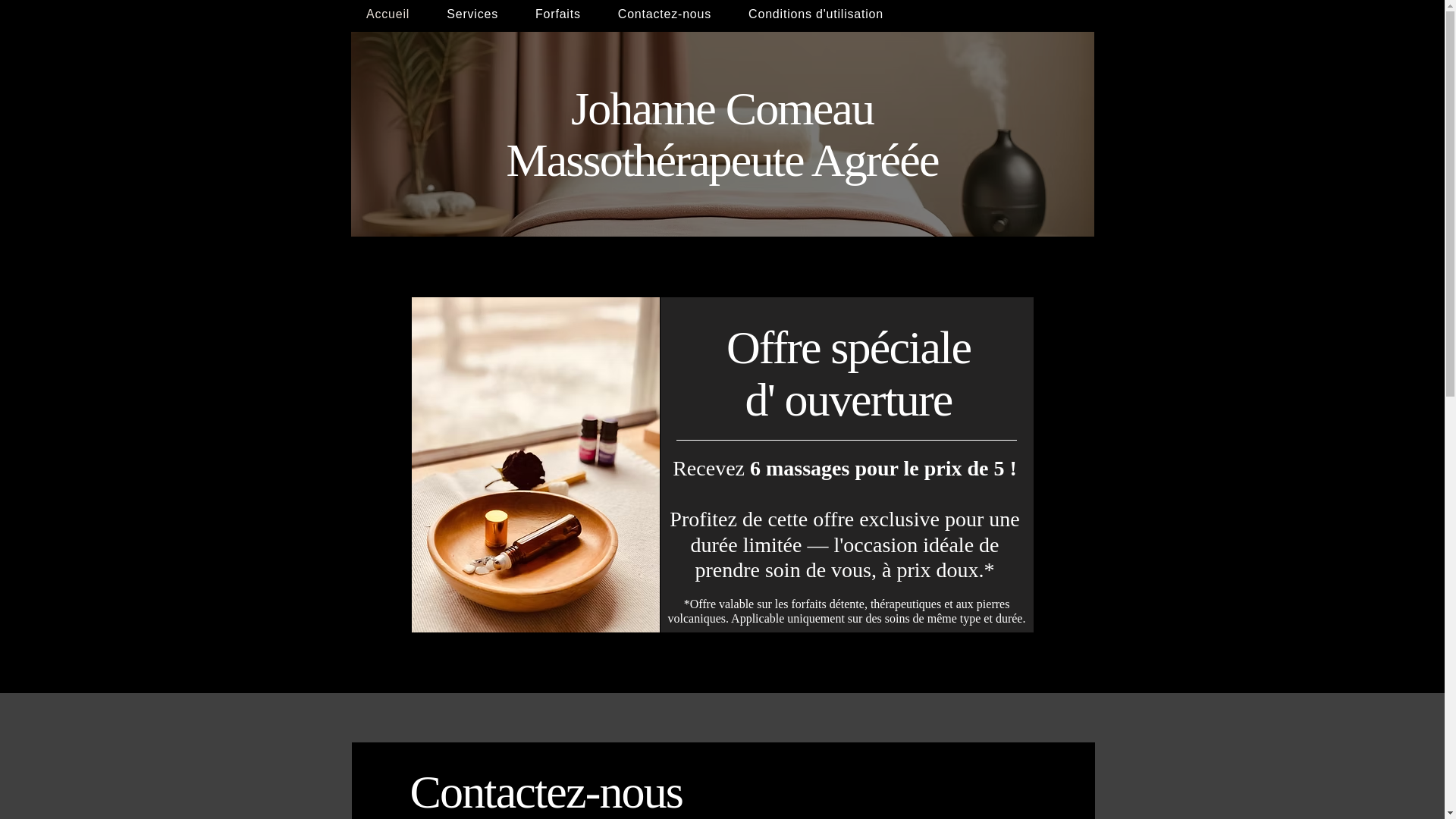 website screenshot of https://massotherapiejohannecomeau.ca/