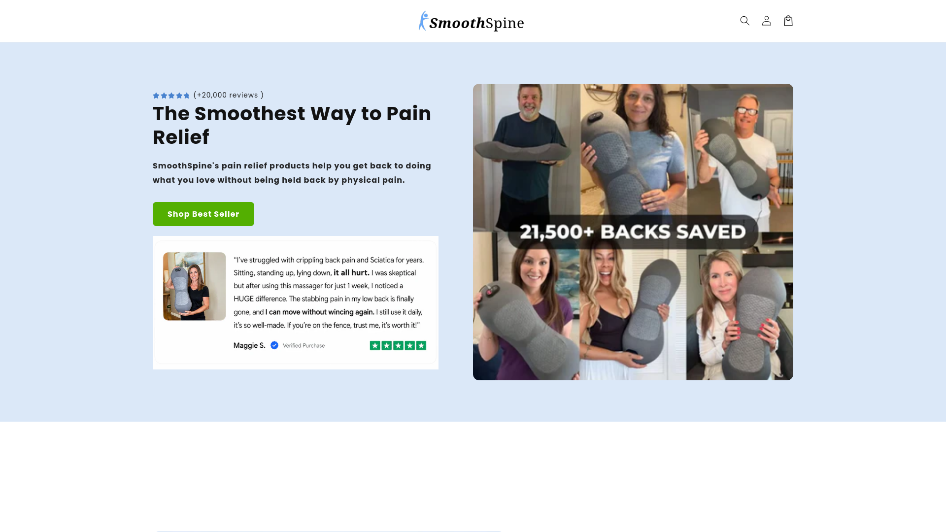 website screenshot of https://smoothspinemassager.shop/