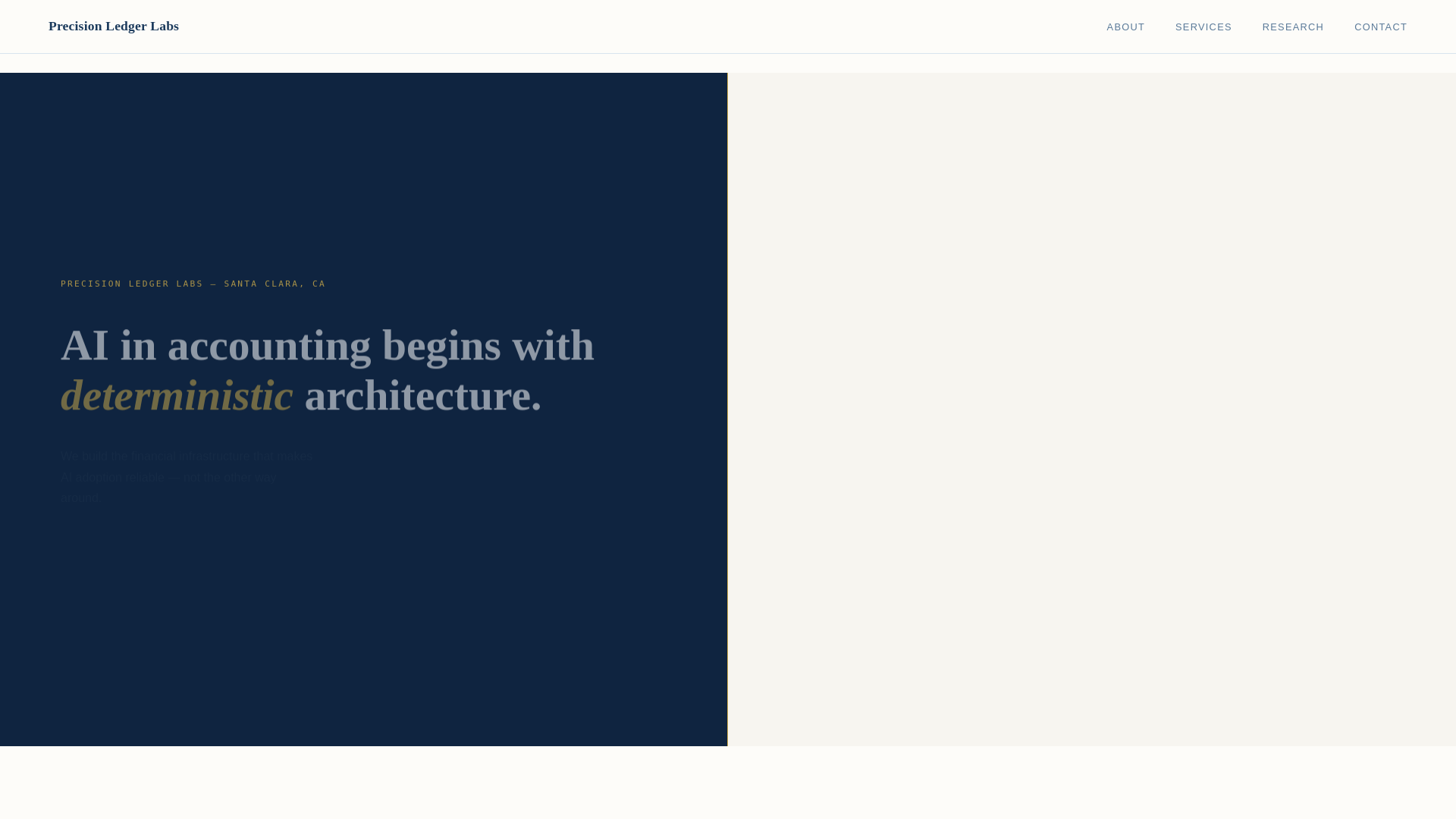 website screenshot of https://precisionledger.ai/