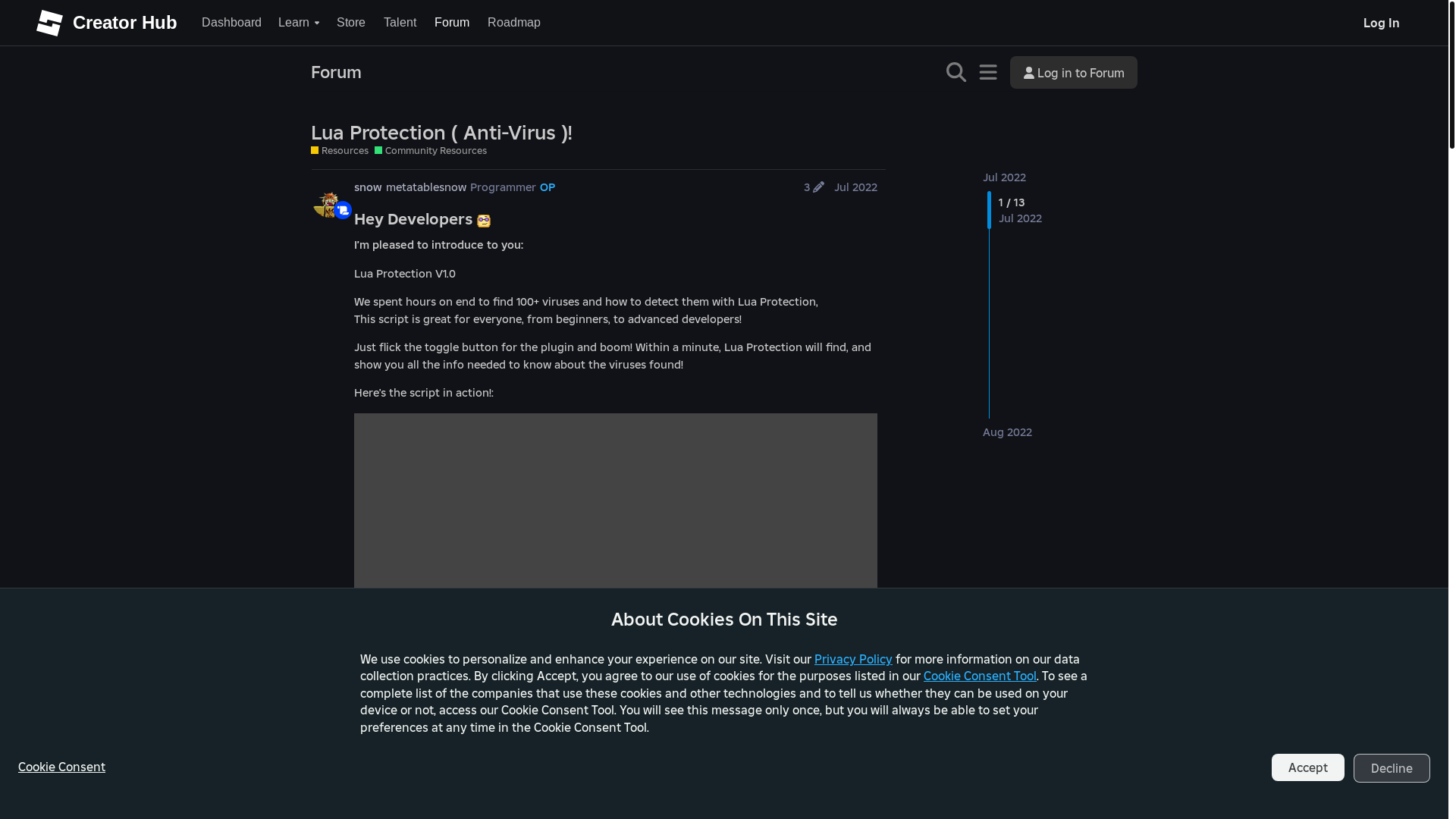 website screenshot of https://devforum.roblox.com/t/-/1900085