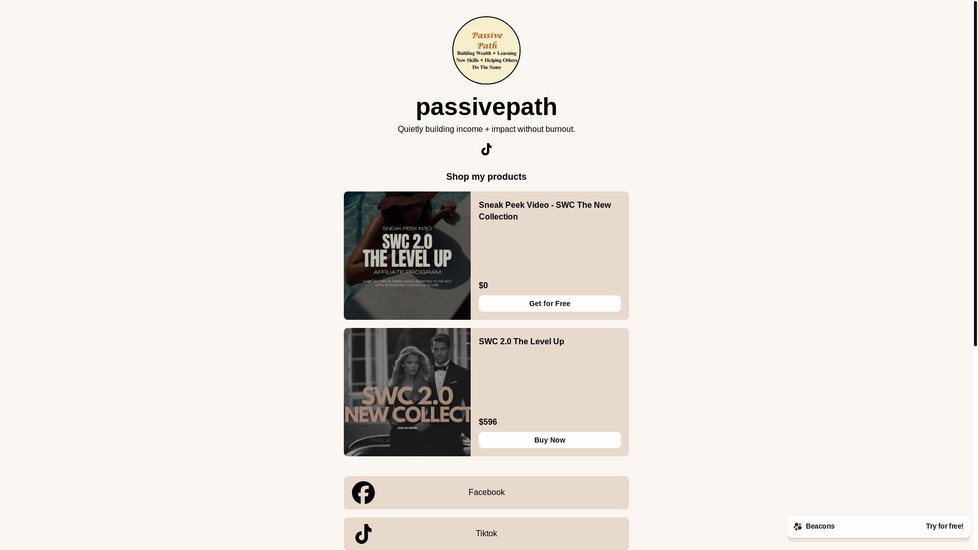 website screenshot of https://passivepath.store/
