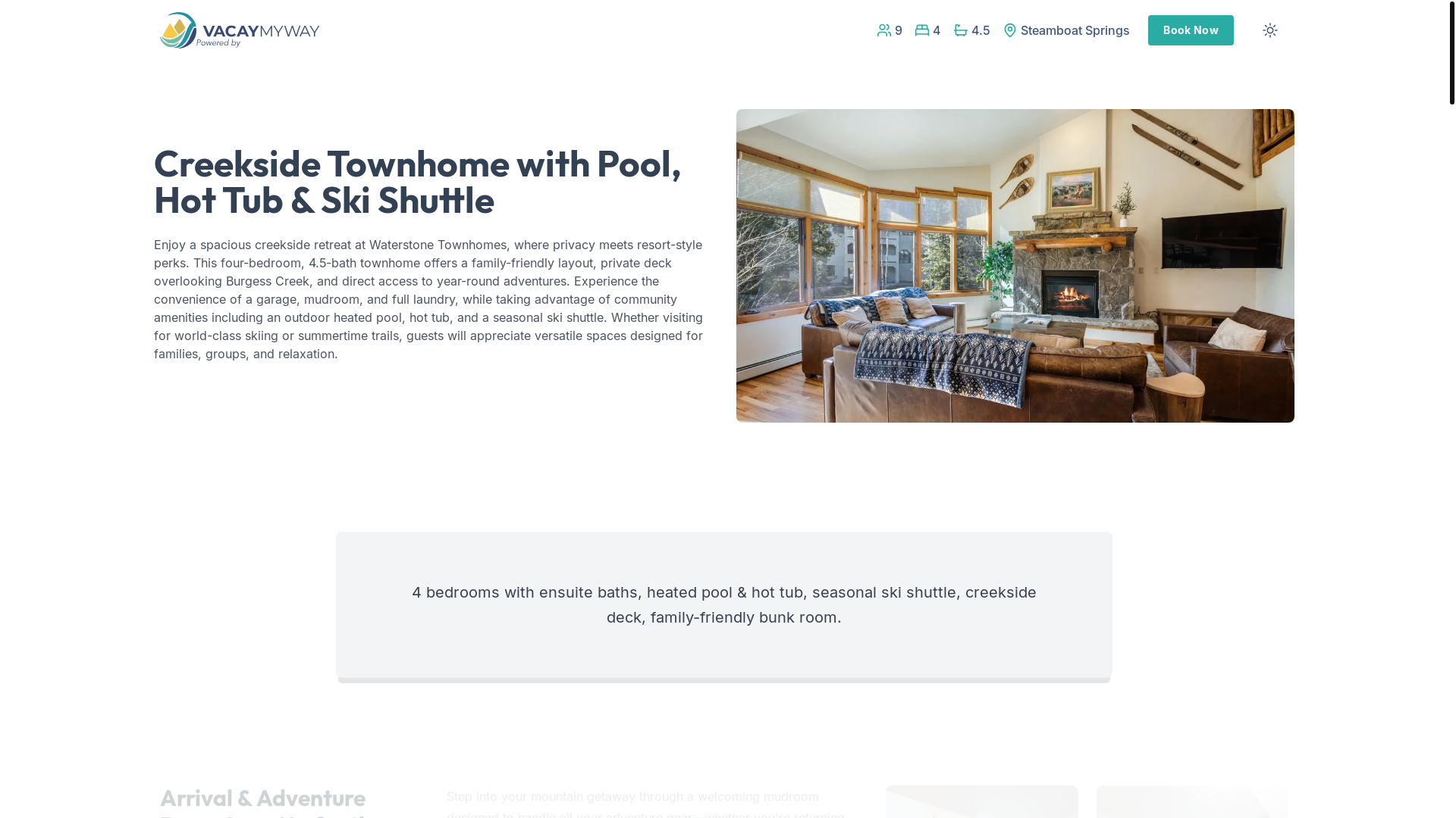 website screenshot of https://steamboatshuttle.house/