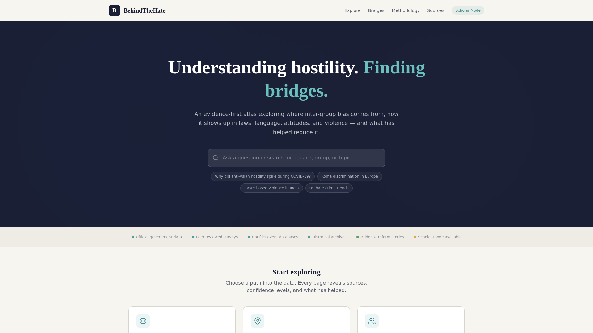 website screenshot of https://behindthehate-org.pages.dev/