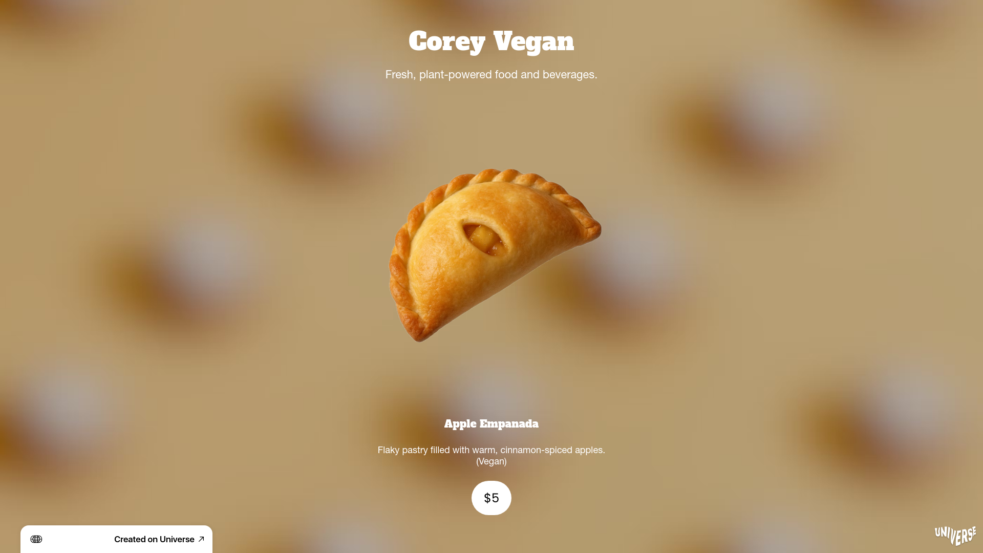 website screenshot of https://coreyvegan.com/