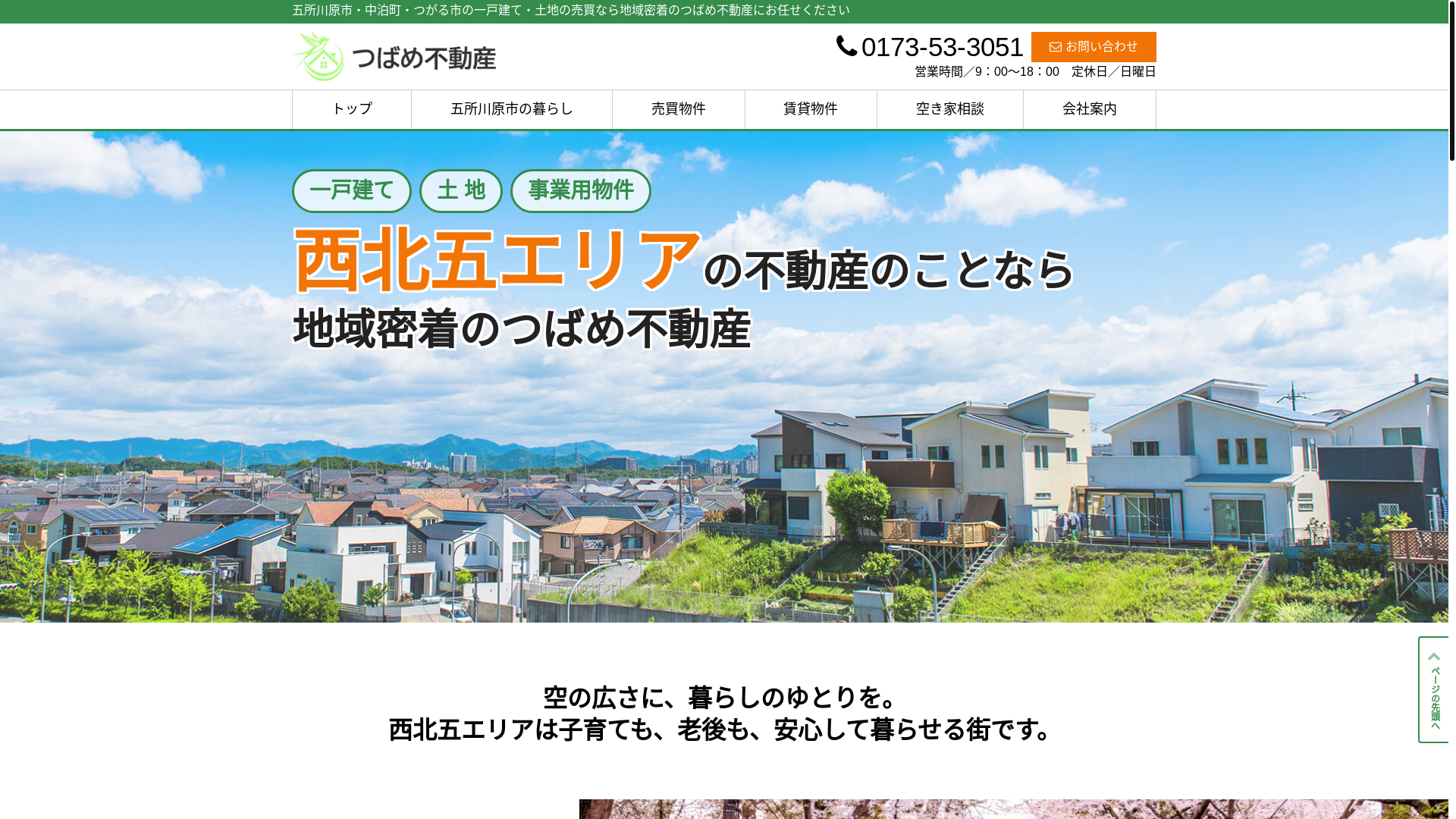 website screenshot of https://tsubamefudosan.net/