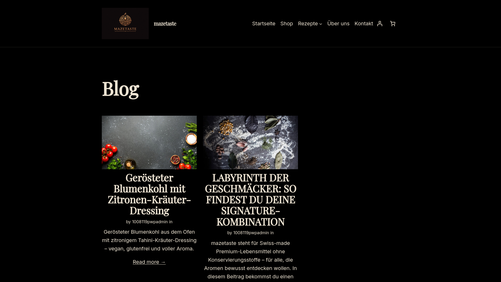 website screenshot of https://mazetaste.com