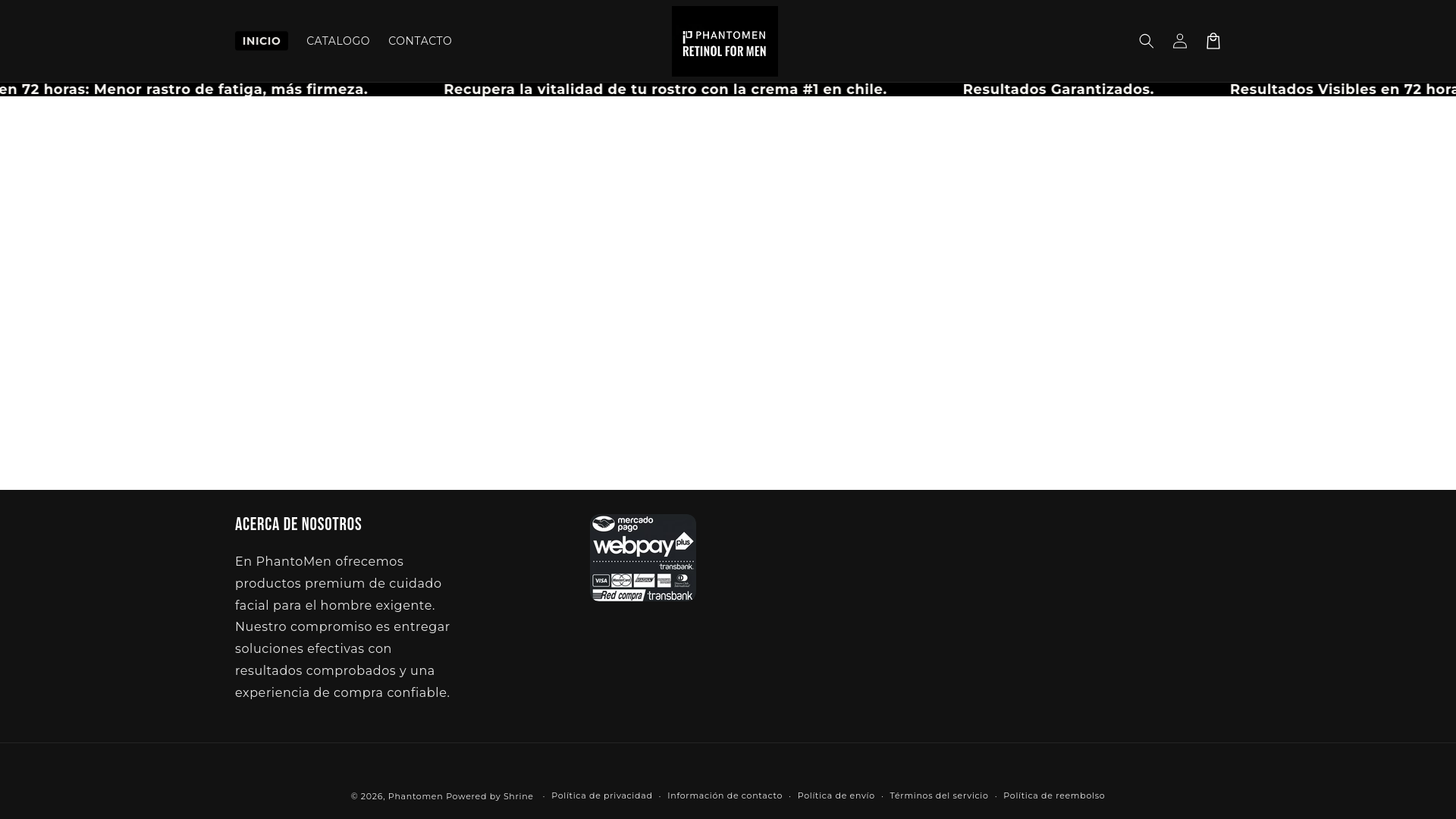 website screenshot of https://phantomen.shop/