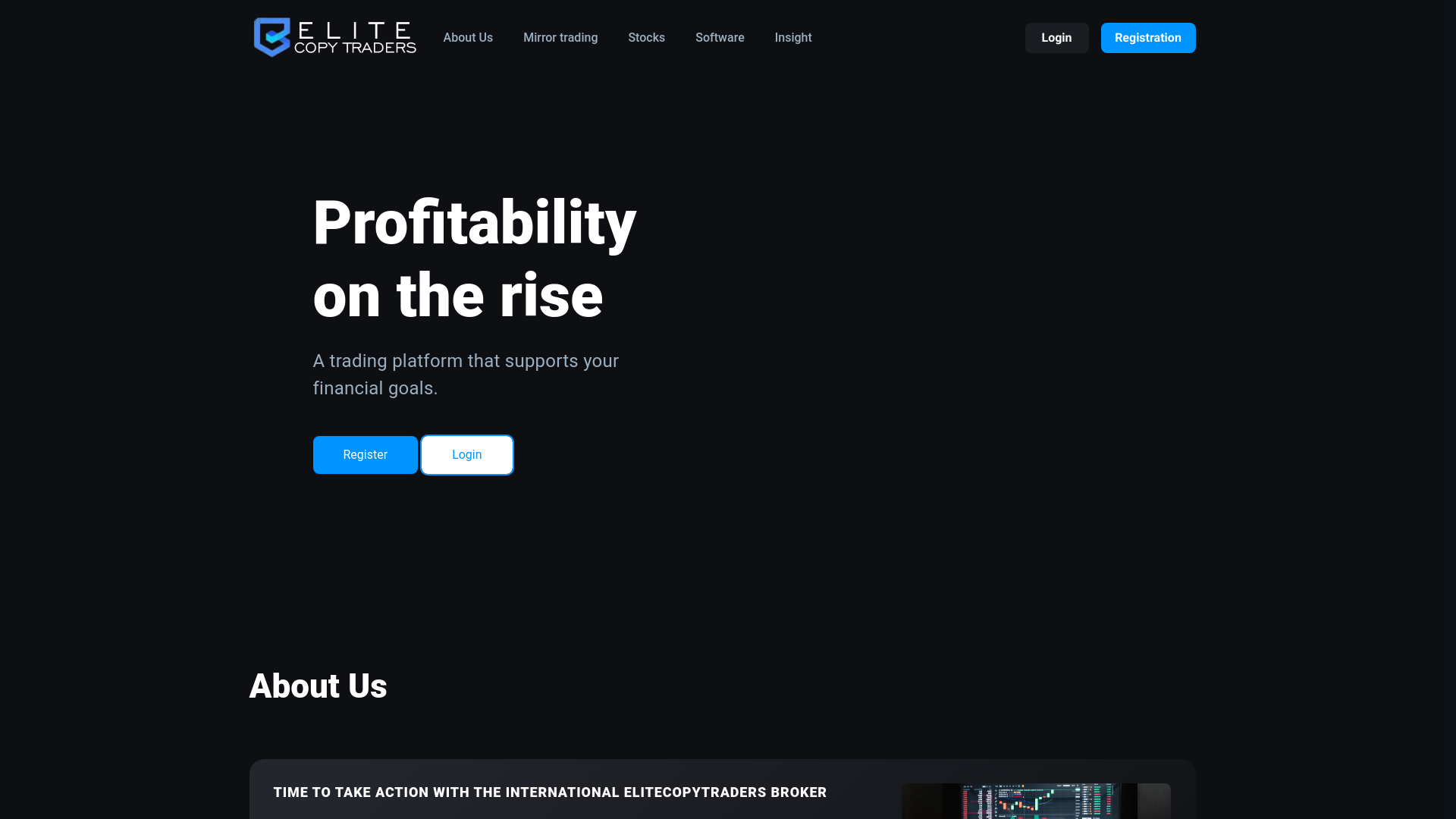 website screenshot of http://elitecopytraders.com/