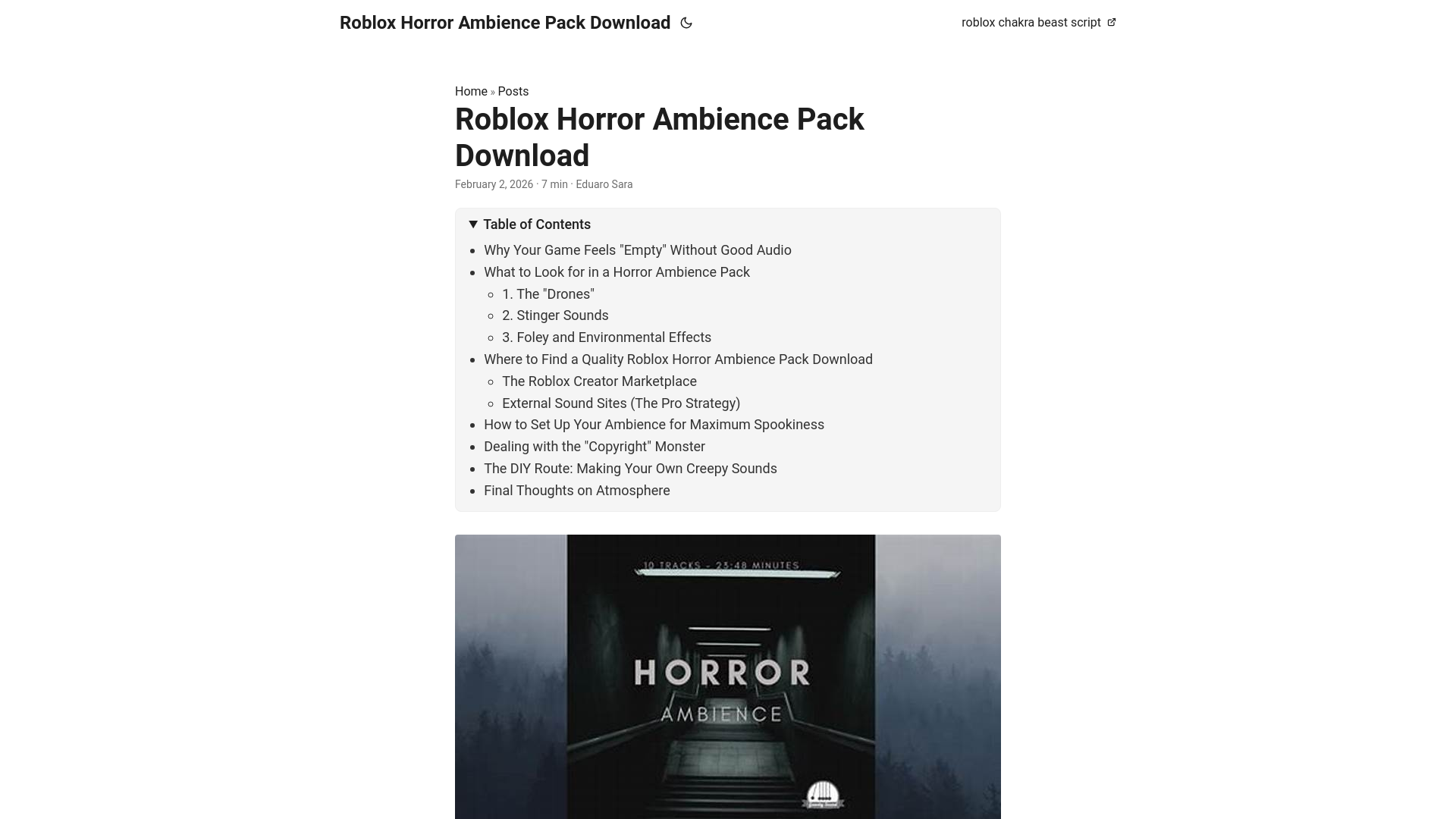 website screenshot of https://robloxhorrorambiencepackdownload.pages.dev/