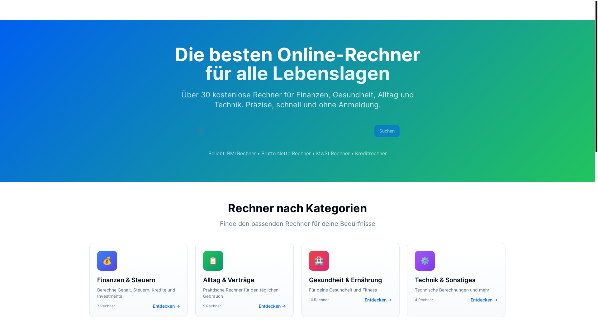 website screenshot of https://rechnerportal24.de/