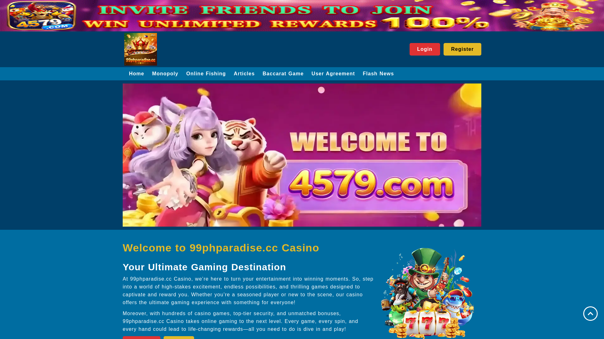 website screenshot of https://99phparadisecc.com