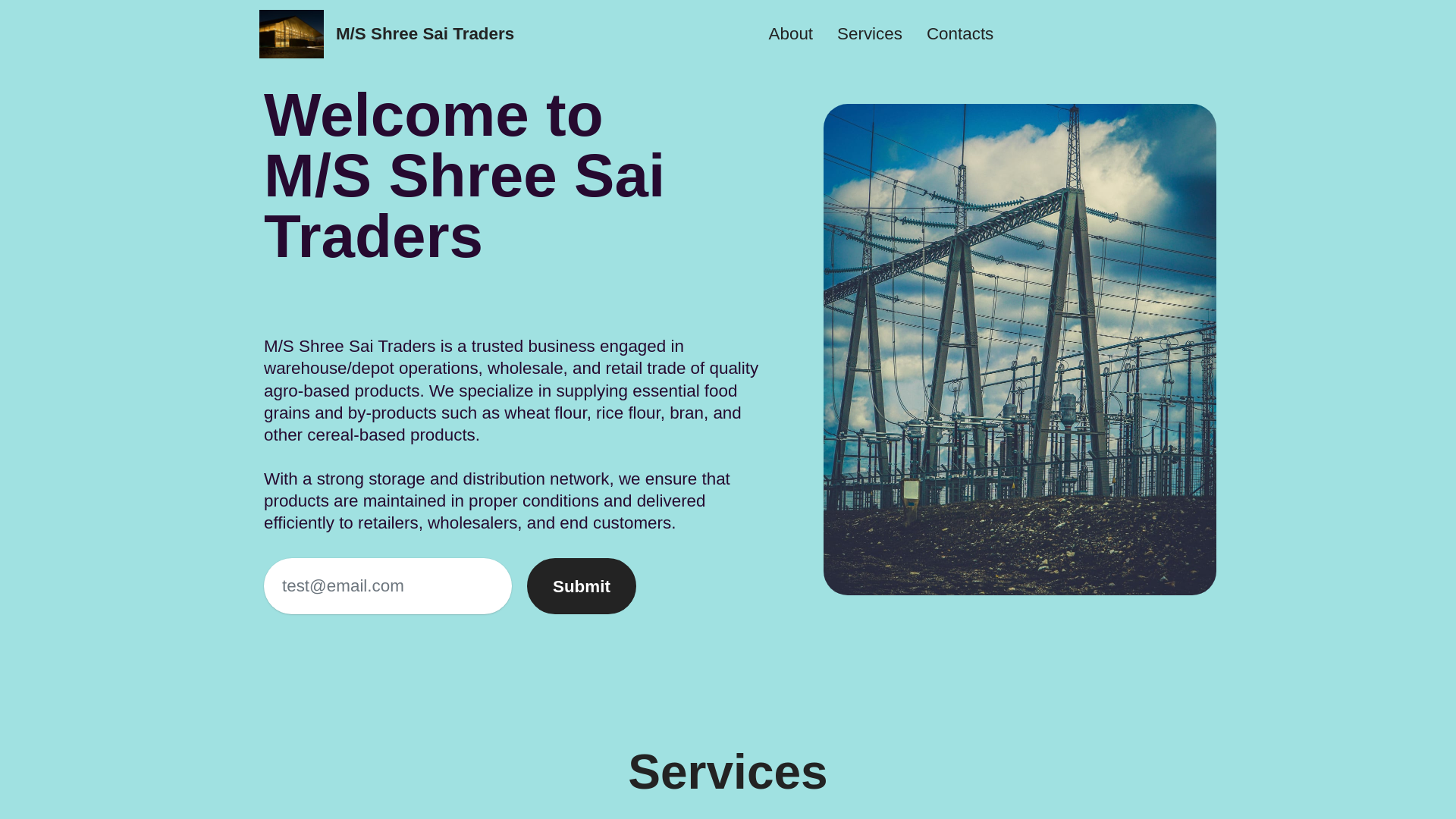 website screenshot of https://sreesaitrders.shop
