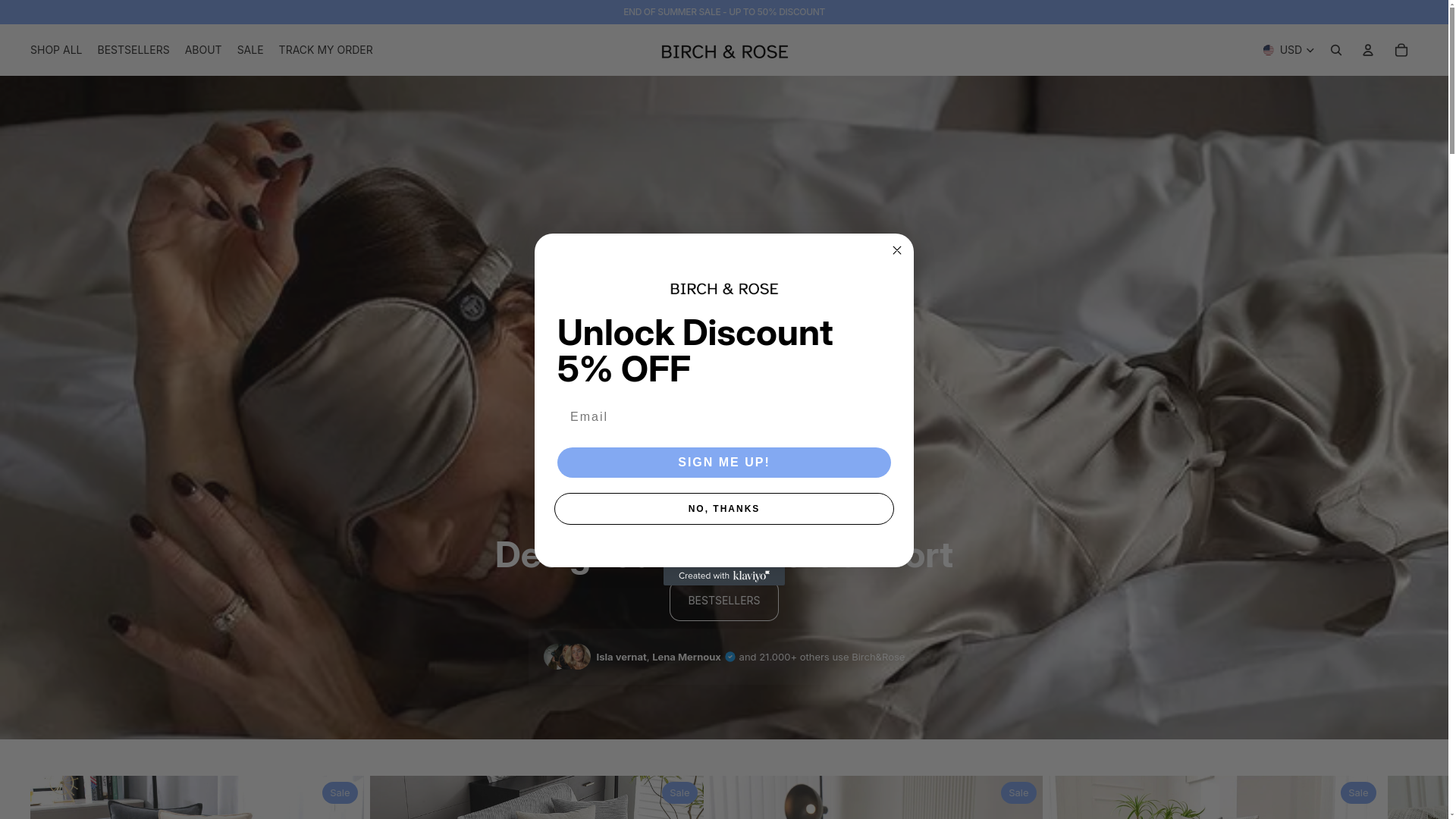 website screenshot of https://shopbirchandrose.com/