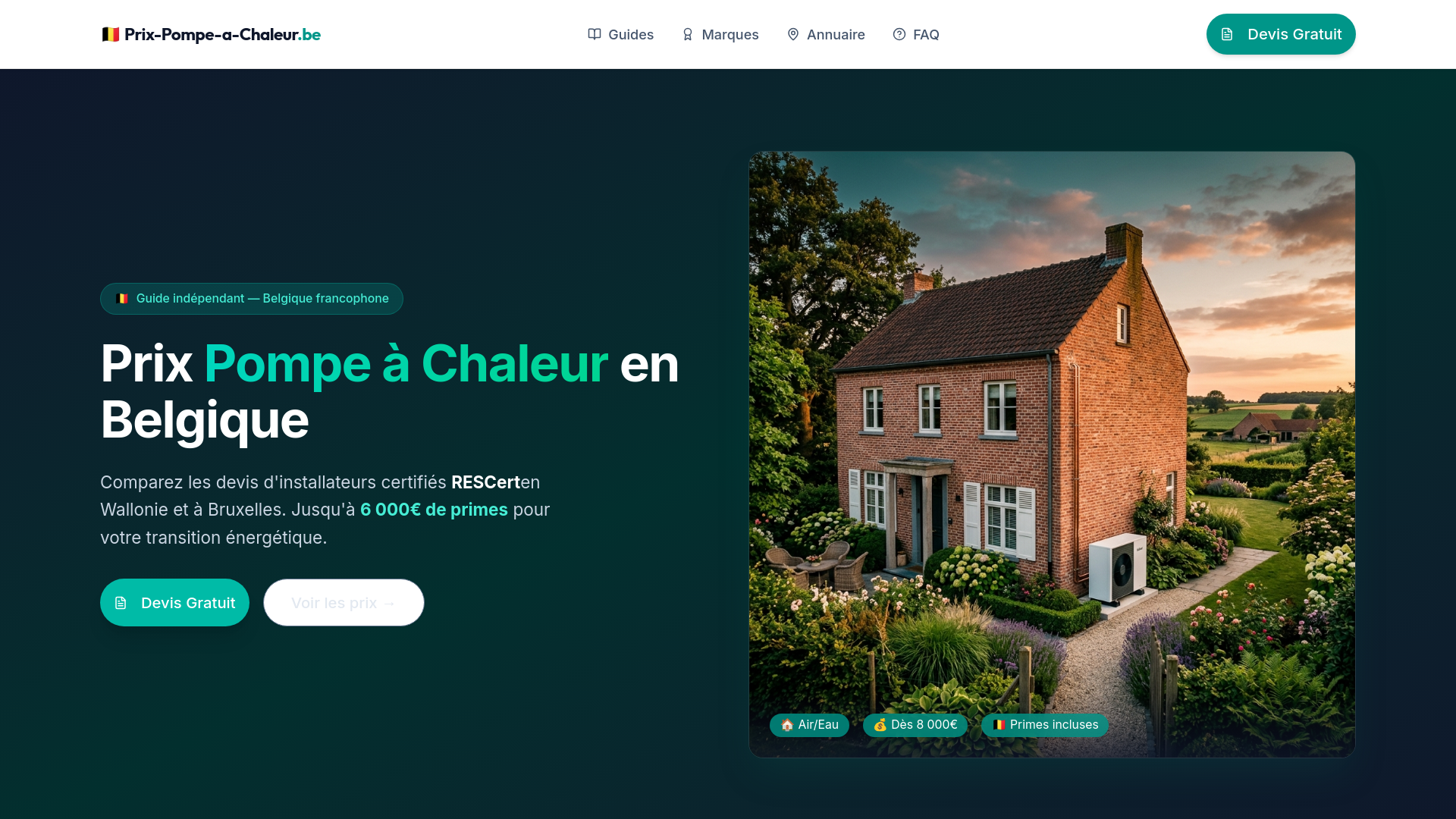 website screenshot of https://prix-pompe-a-chaleur-be.pages.dev/