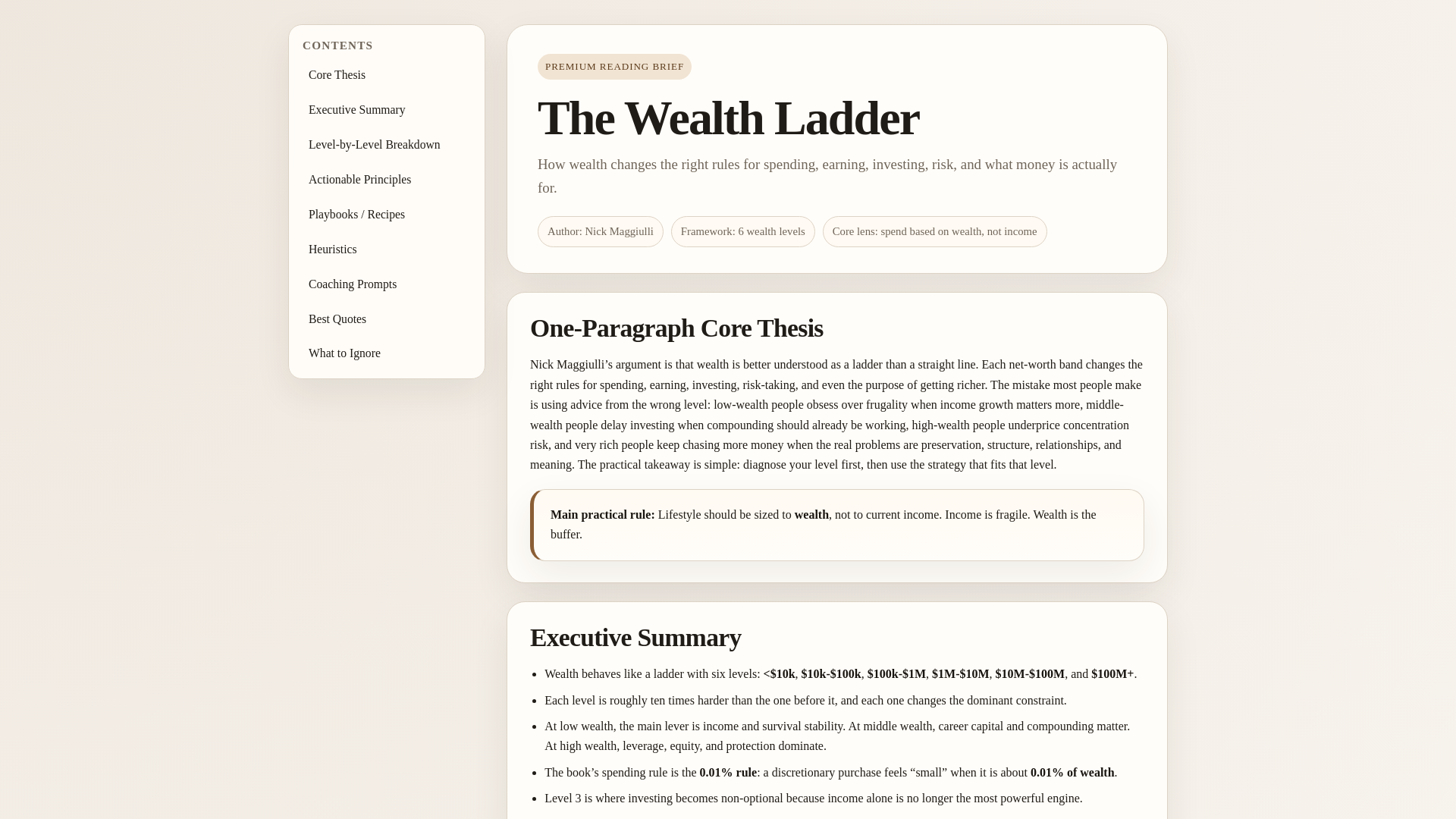 website screenshot of https://wealth-ladder-book-summary.pages.dev/