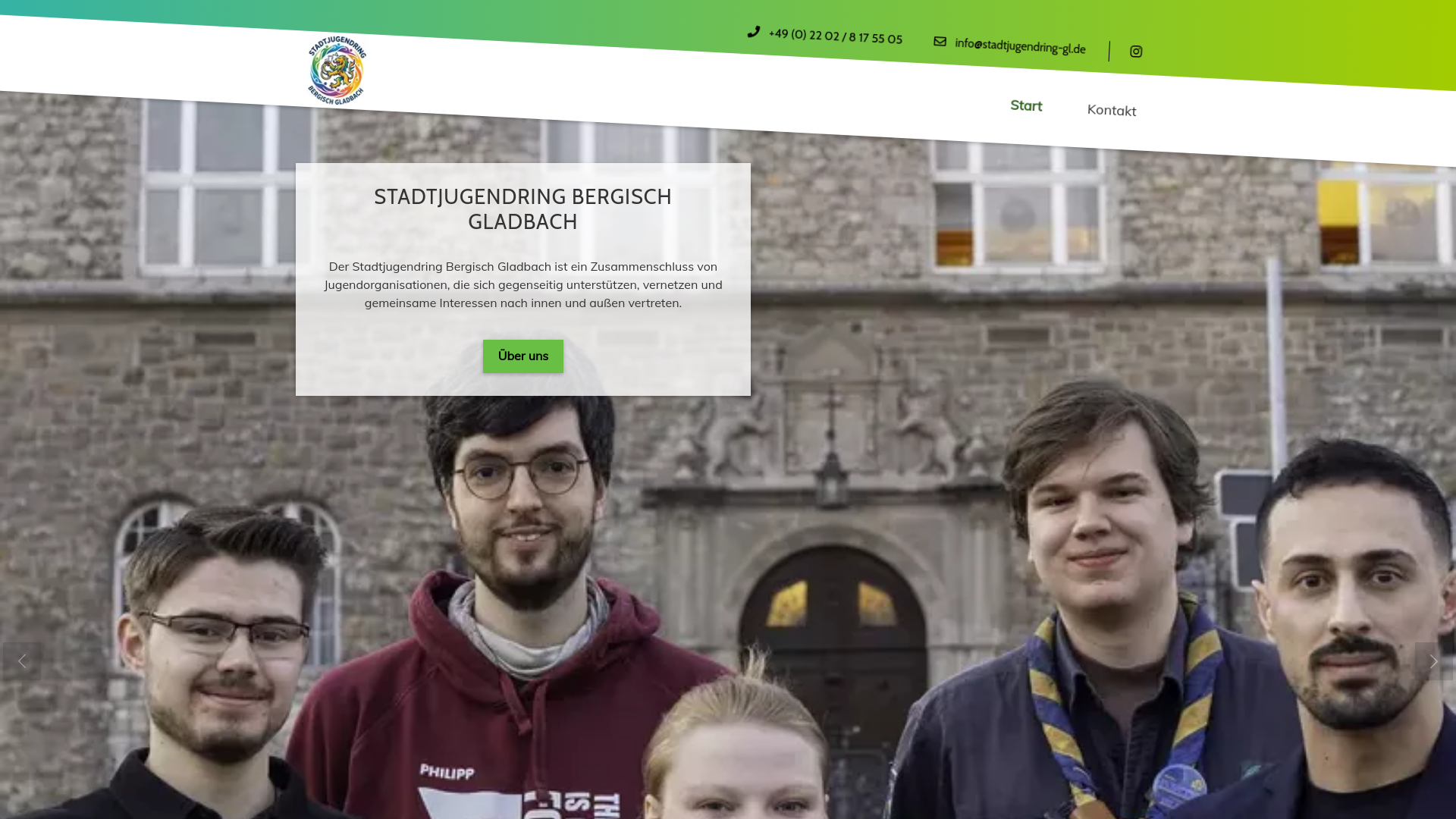 website screenshot of https://stadtjugendring-gl.de