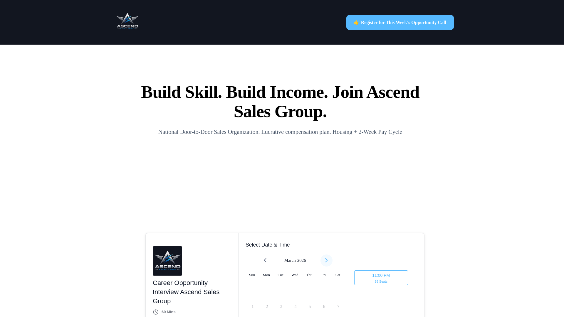 website screenshot of https://joinascendsales.com/