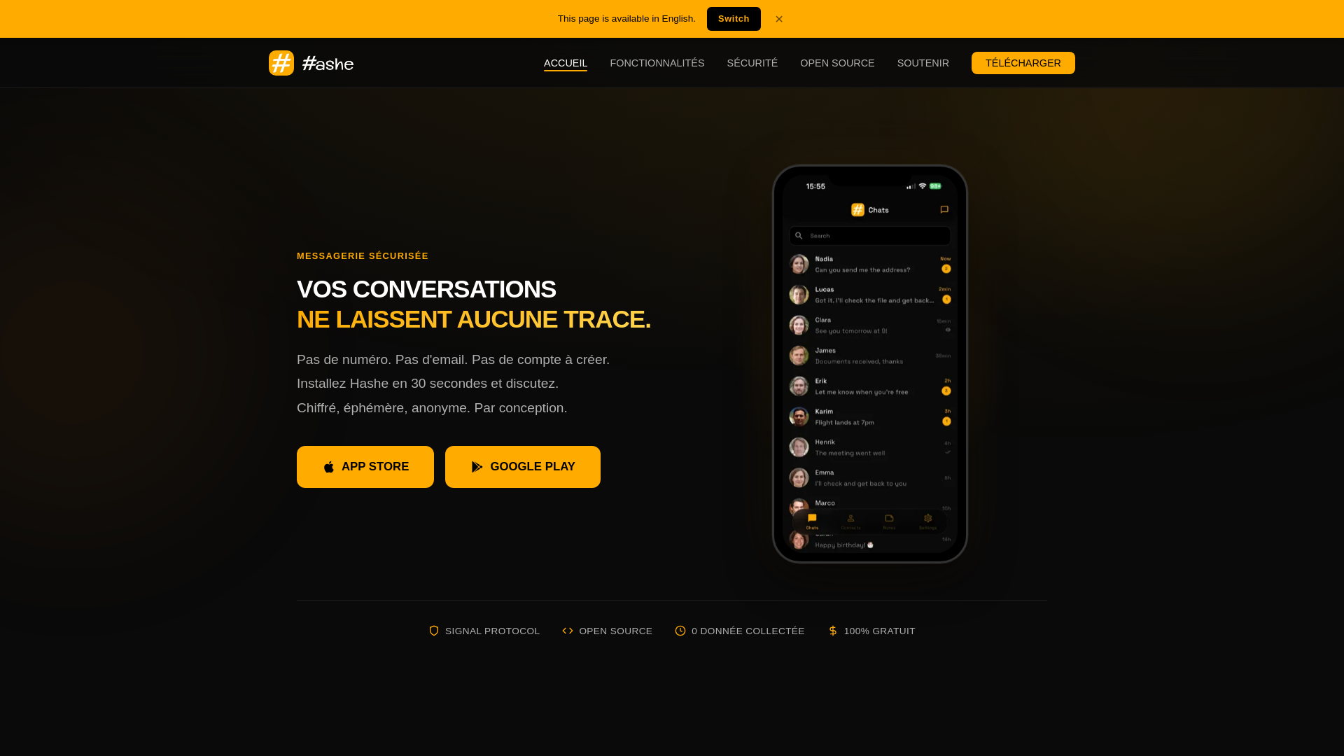 website screenshot of https://hashe.app/