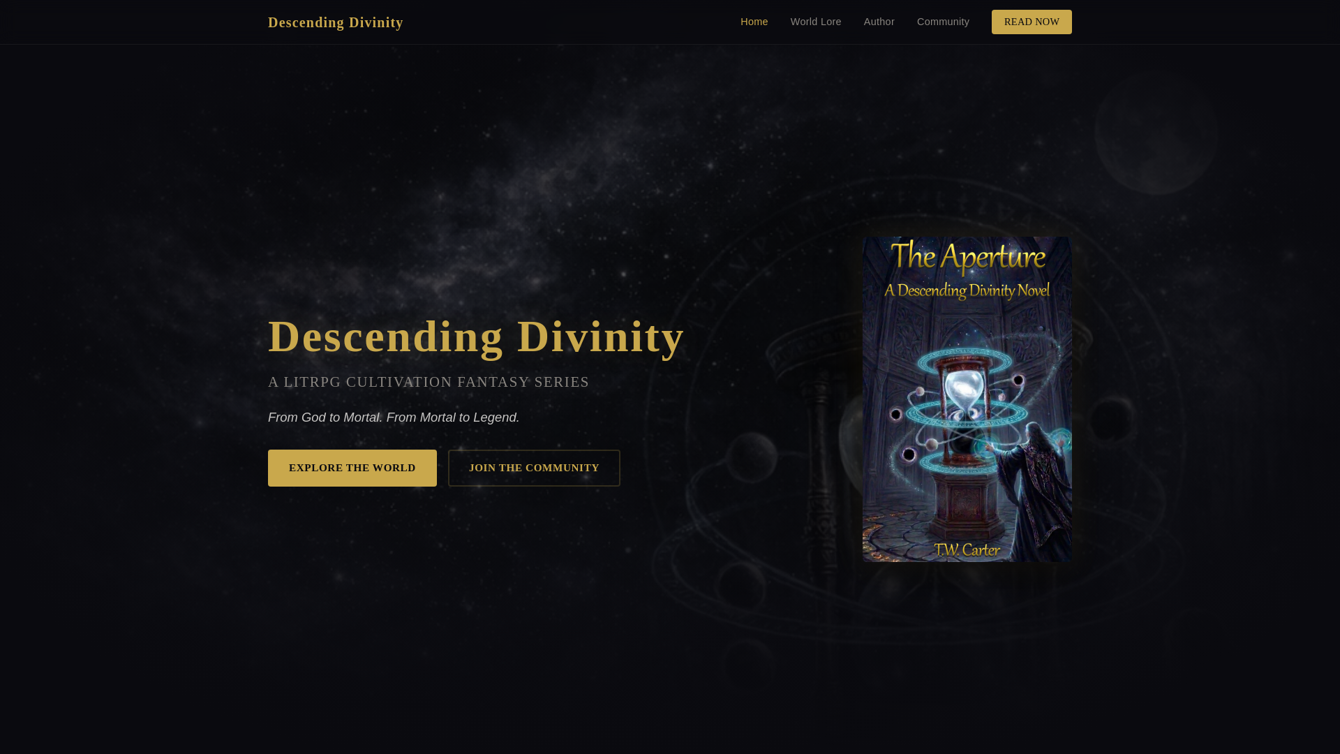 website screenshot of https://descendingdivinity.com/