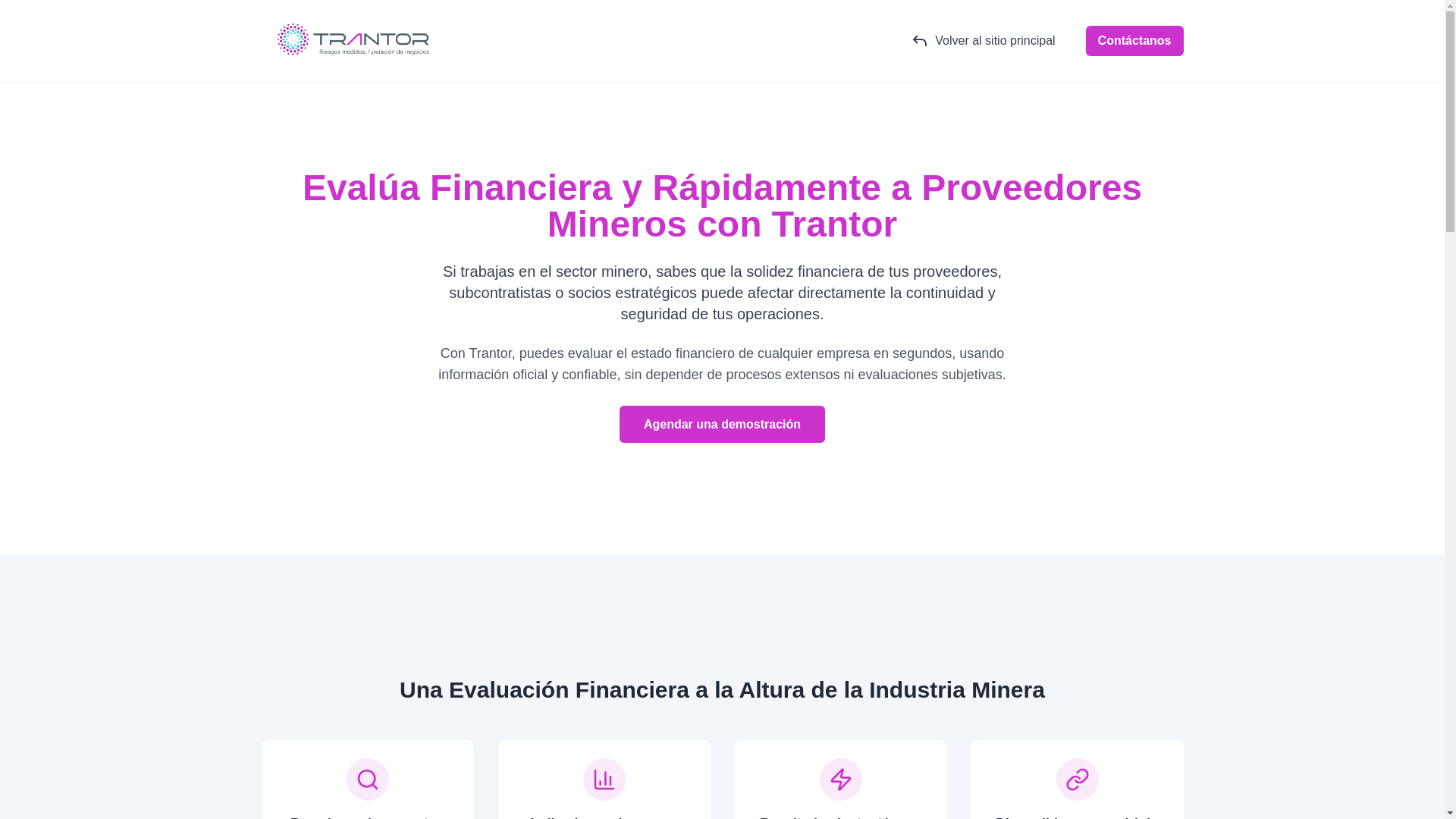 website screenshot of https://trantor-landing-mineria.pages.dev/