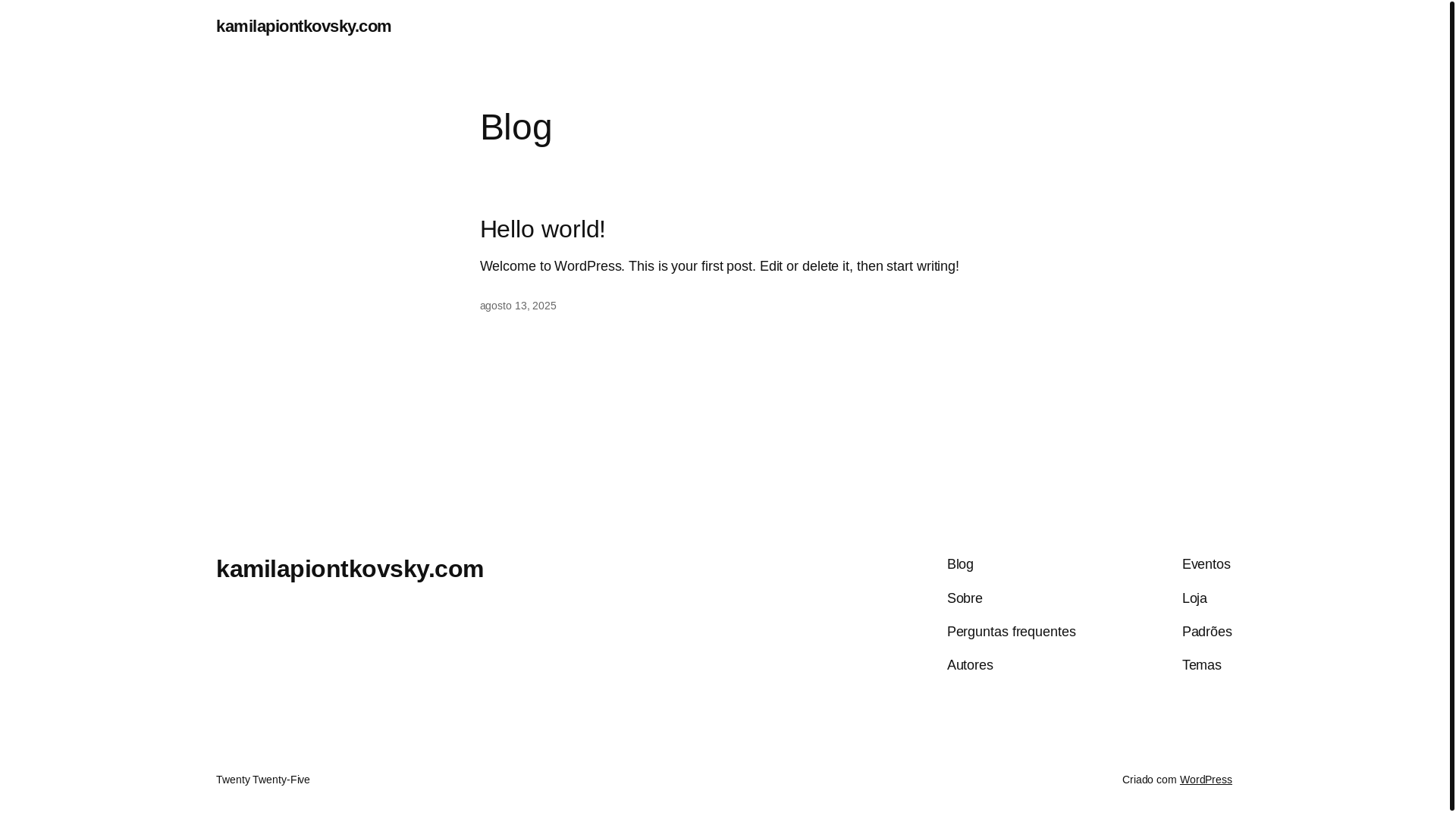 website screenshot of https://kamilapiontkovsky.com/