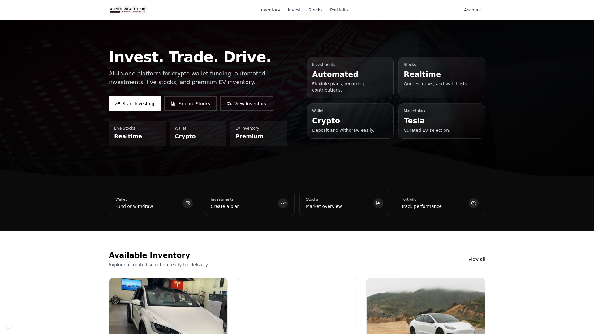 website screenshot of https://aspirewealthpro.com