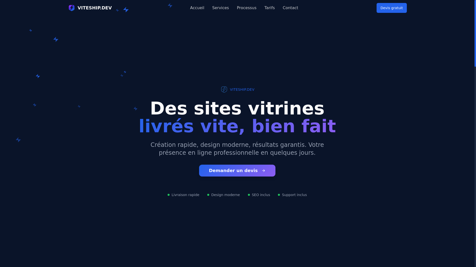 website screenshot of https://viteship.dev/