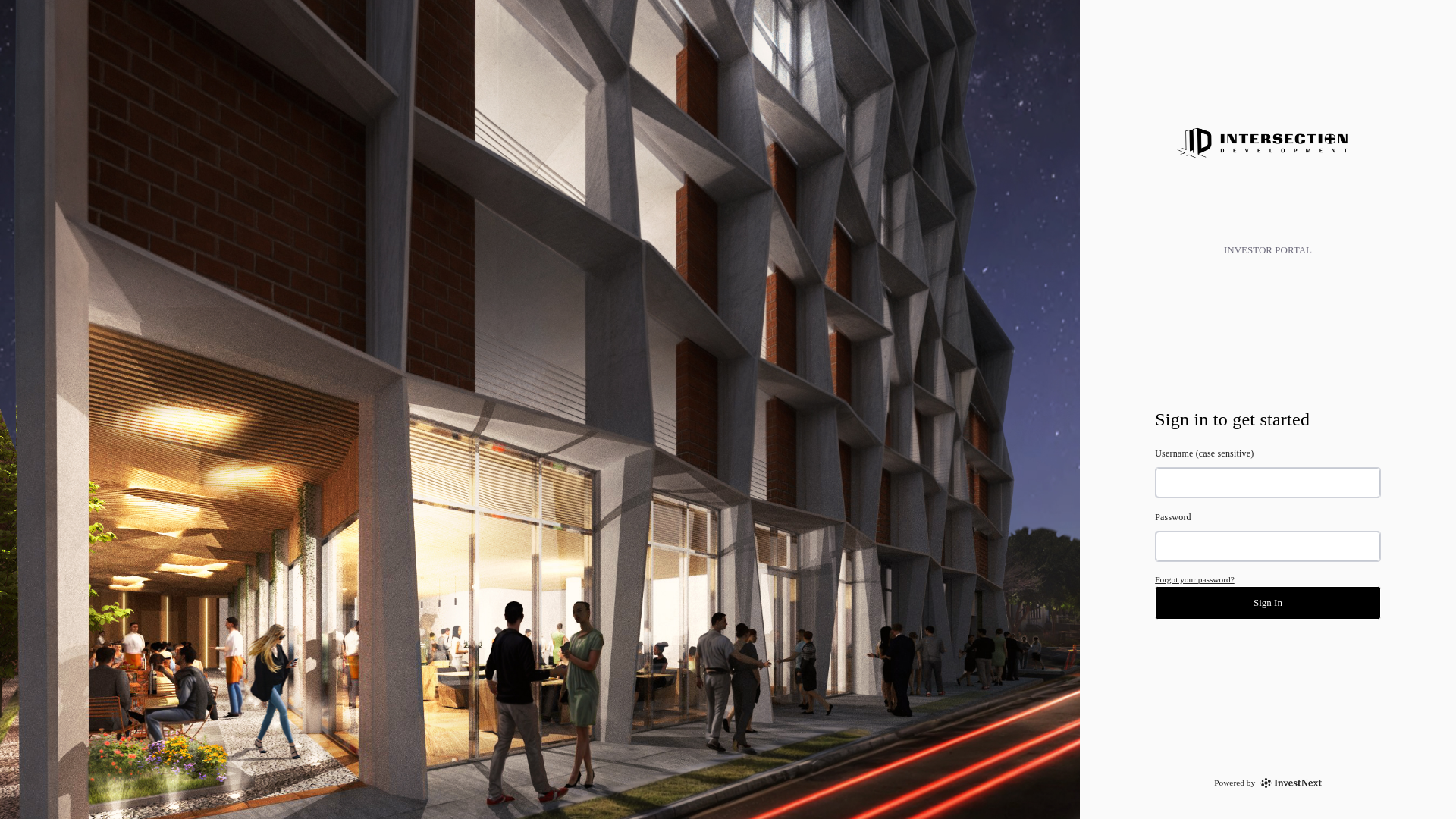 website screenshot of https://intersectiondev.investnext.com/