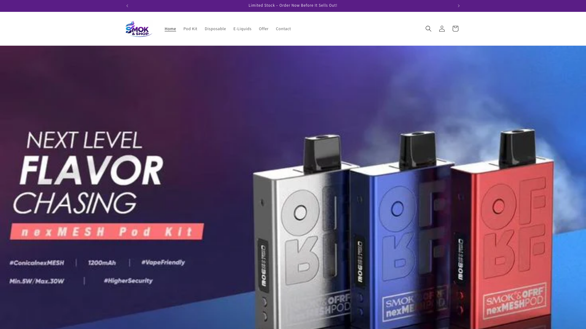 website screenshot of https://smokandshop.store/