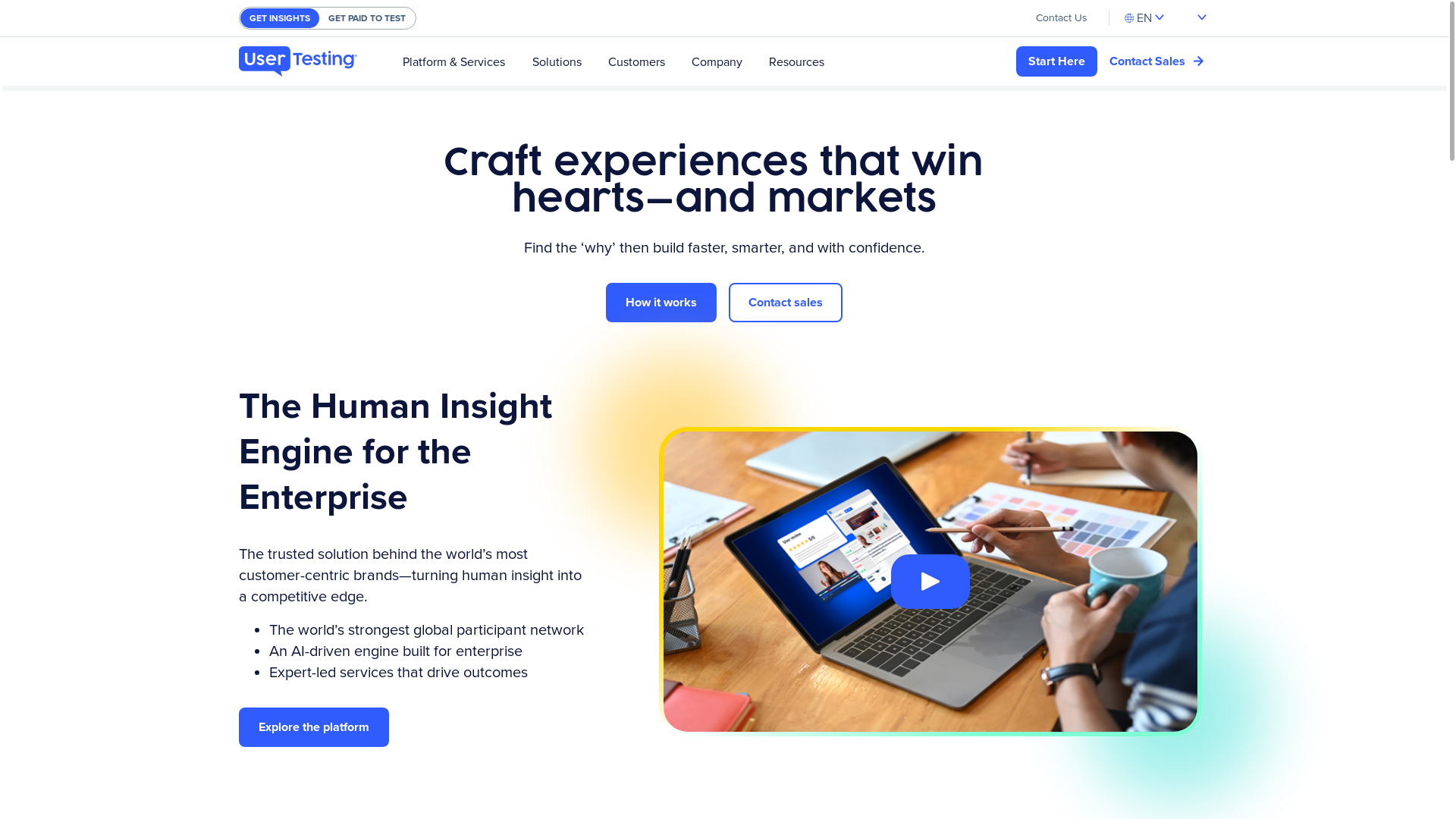 website screenshot of https://www.usertesting.com/