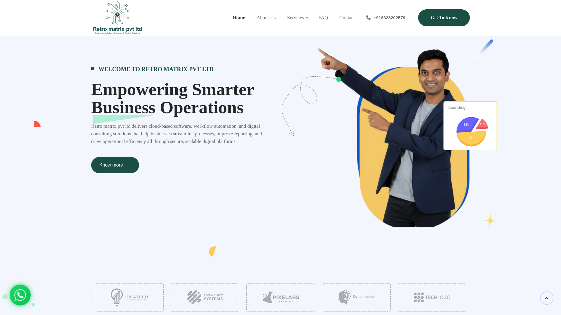 website screenshot of https://retromatrix.co.in/