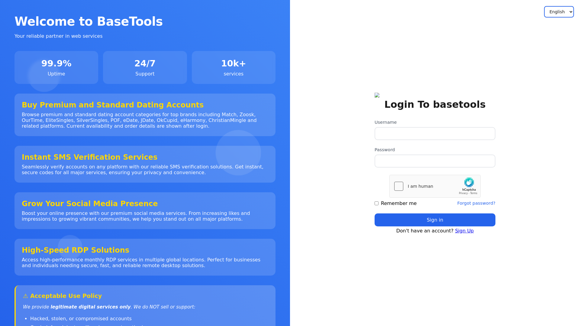 website screenshot of https://basetools.st/