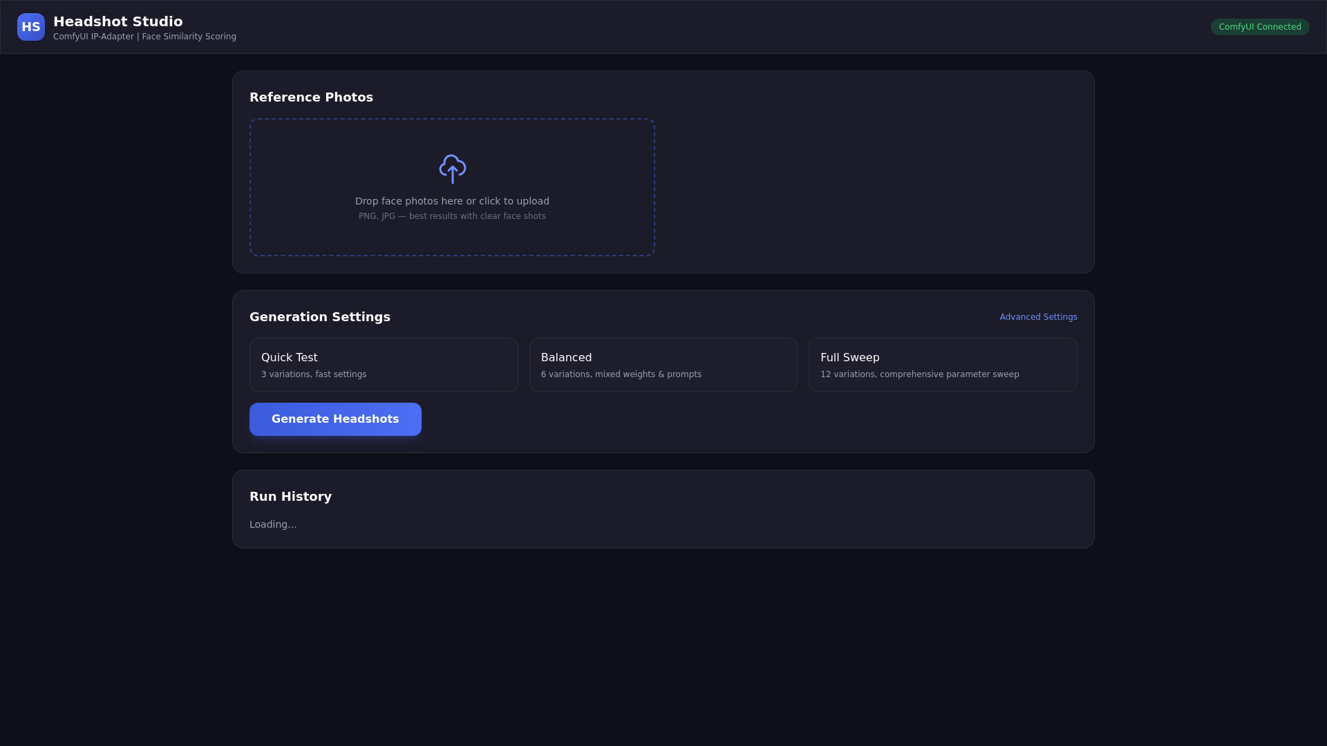 website screenshot of https://headshot-studio.pages.dev/