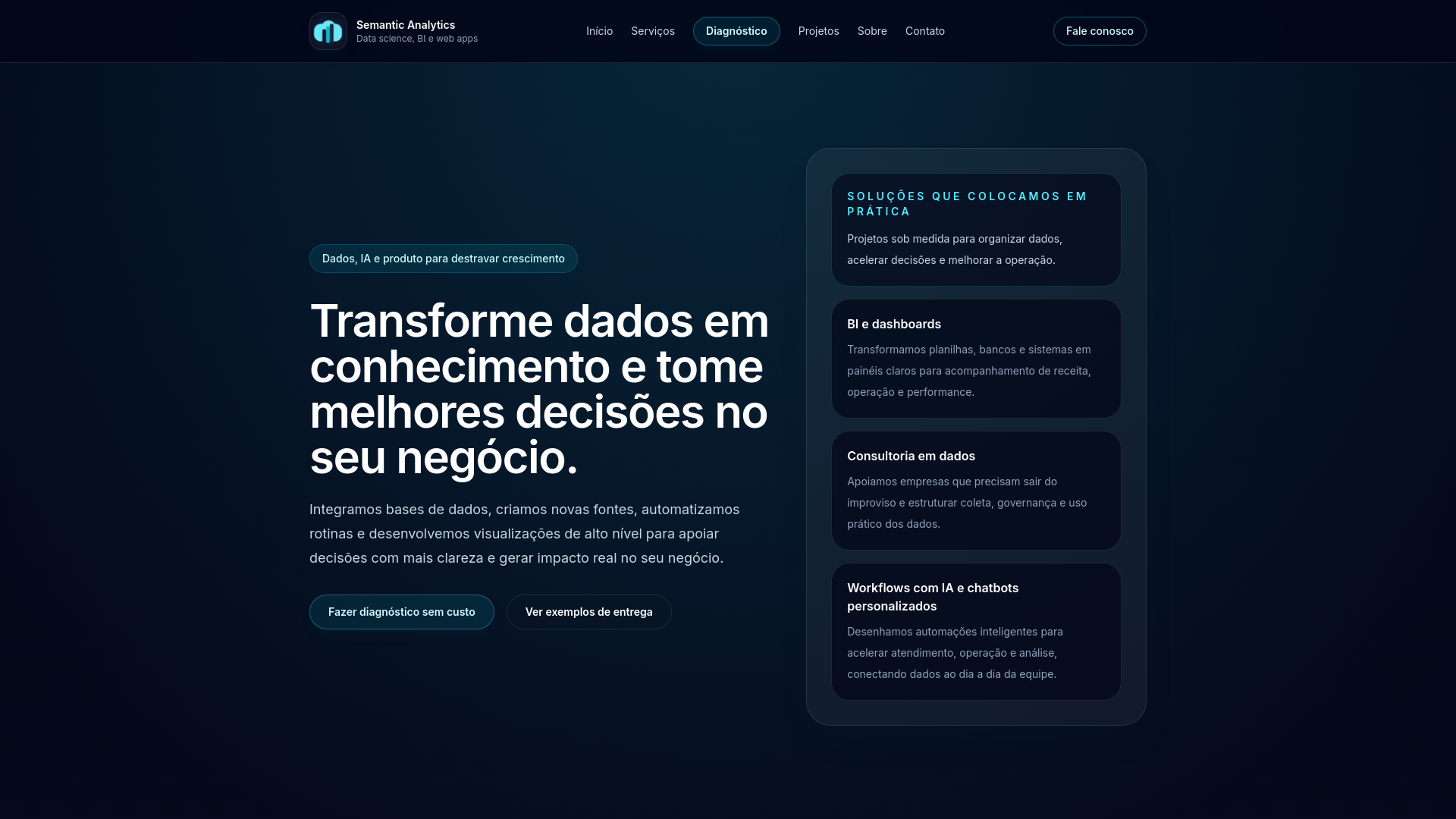 website screenshot of https://semanticanalytics.com.br/