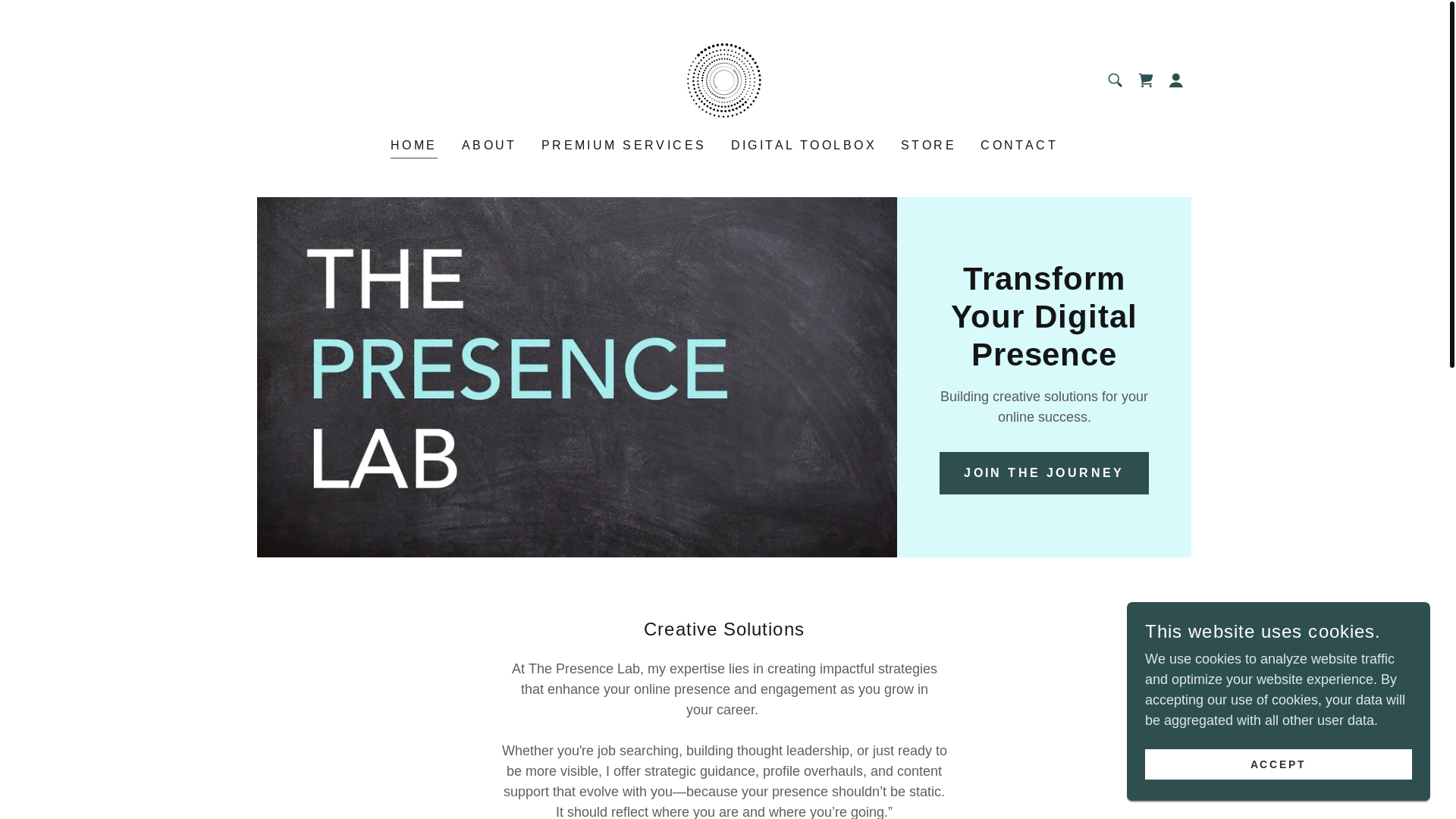 website screenshot of https://thepresencelab.co/