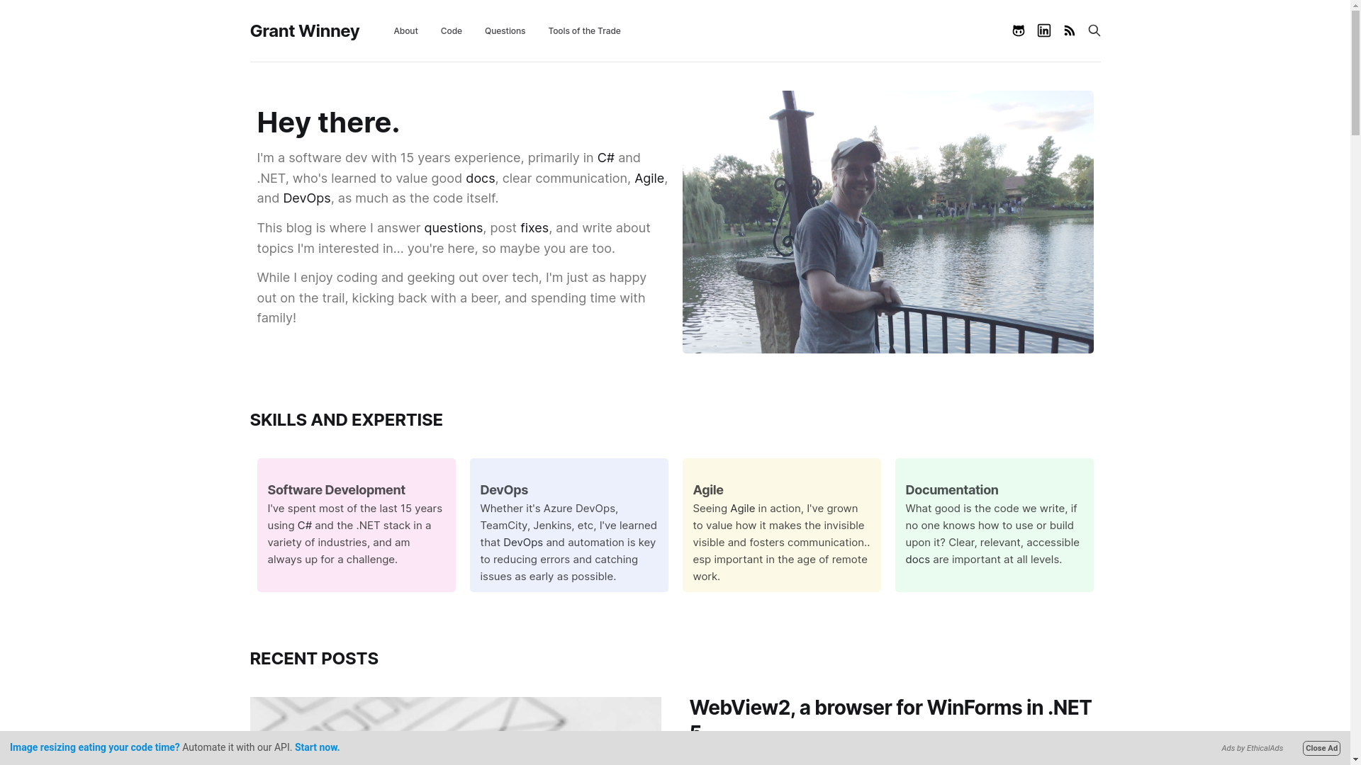 website screenshot of https://grantwinney.com/