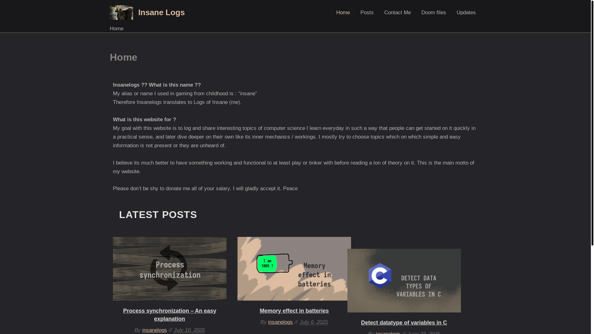 website screenshot of https://insanelogs.xyz