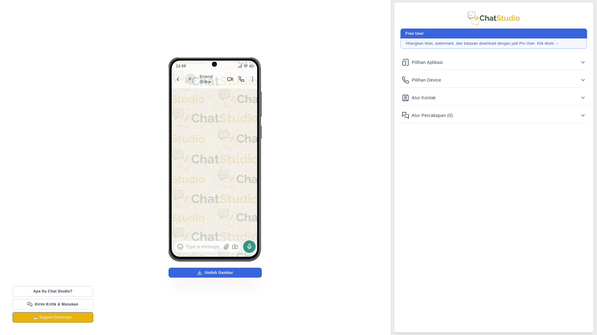website screenshot of https://chatstudio.id/